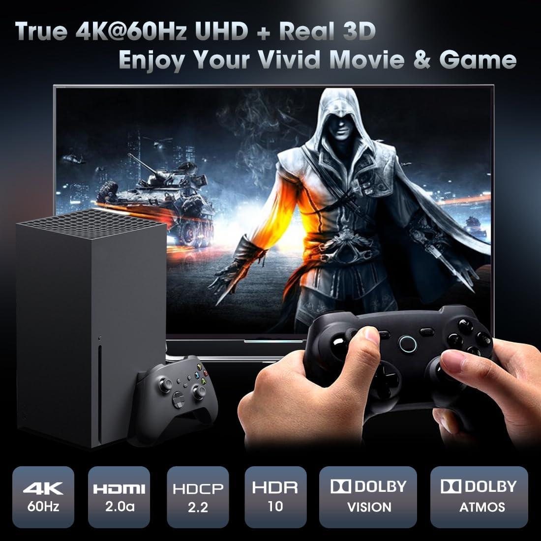 Interruptor HDMI 5 Puertos ROOFULL 4K@60Hz Control Remoto