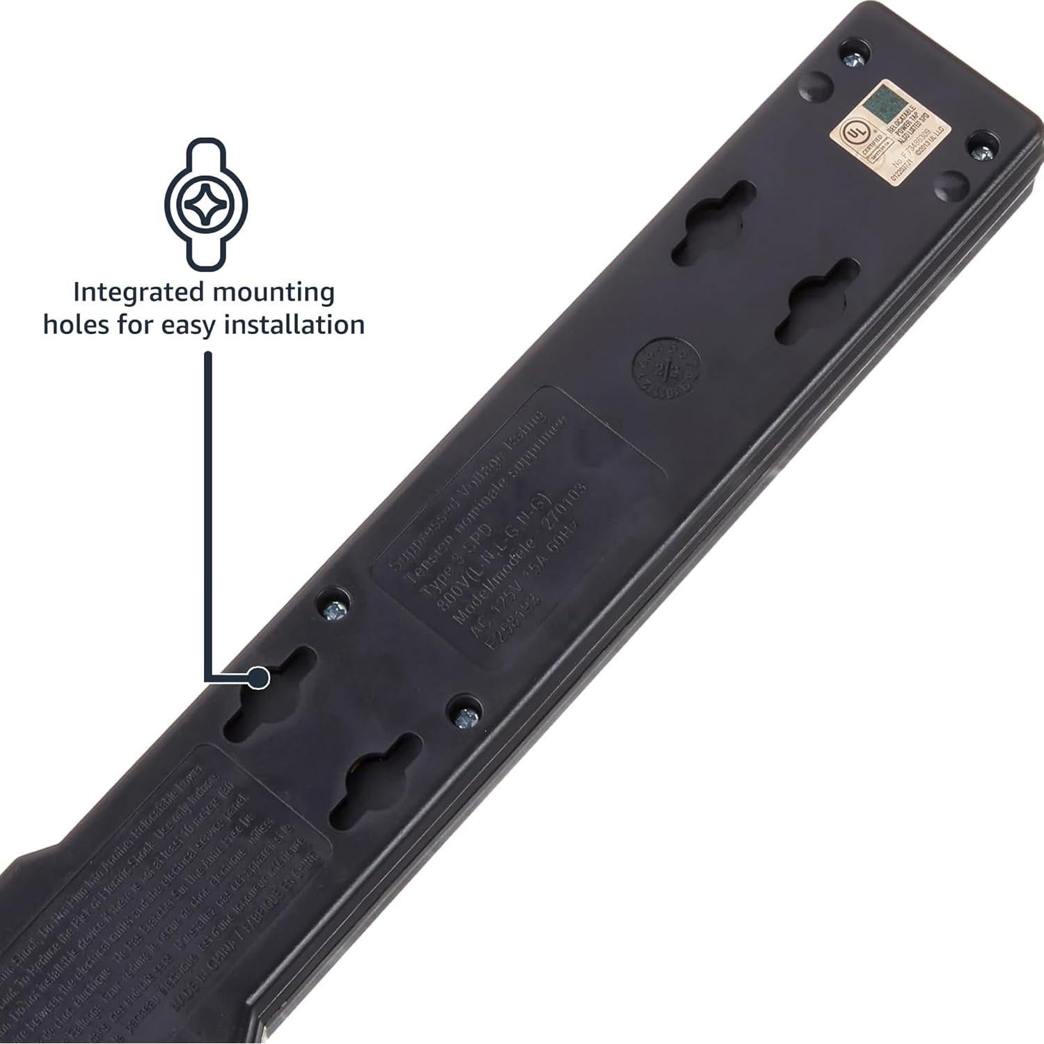 Protector de Sobretensión Amazon Basics 6 Salidas 790 Julios Negro