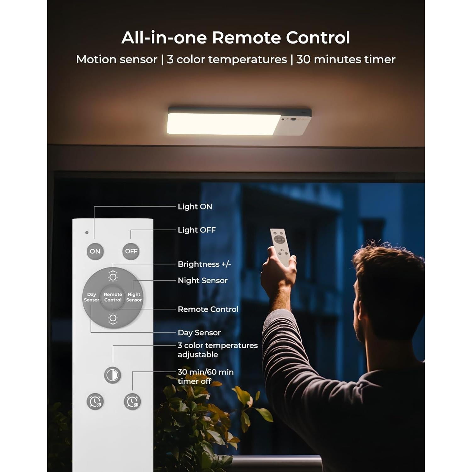 Luz de Techo LED FULEN CL06 Recargable con Sensor de Movimiento