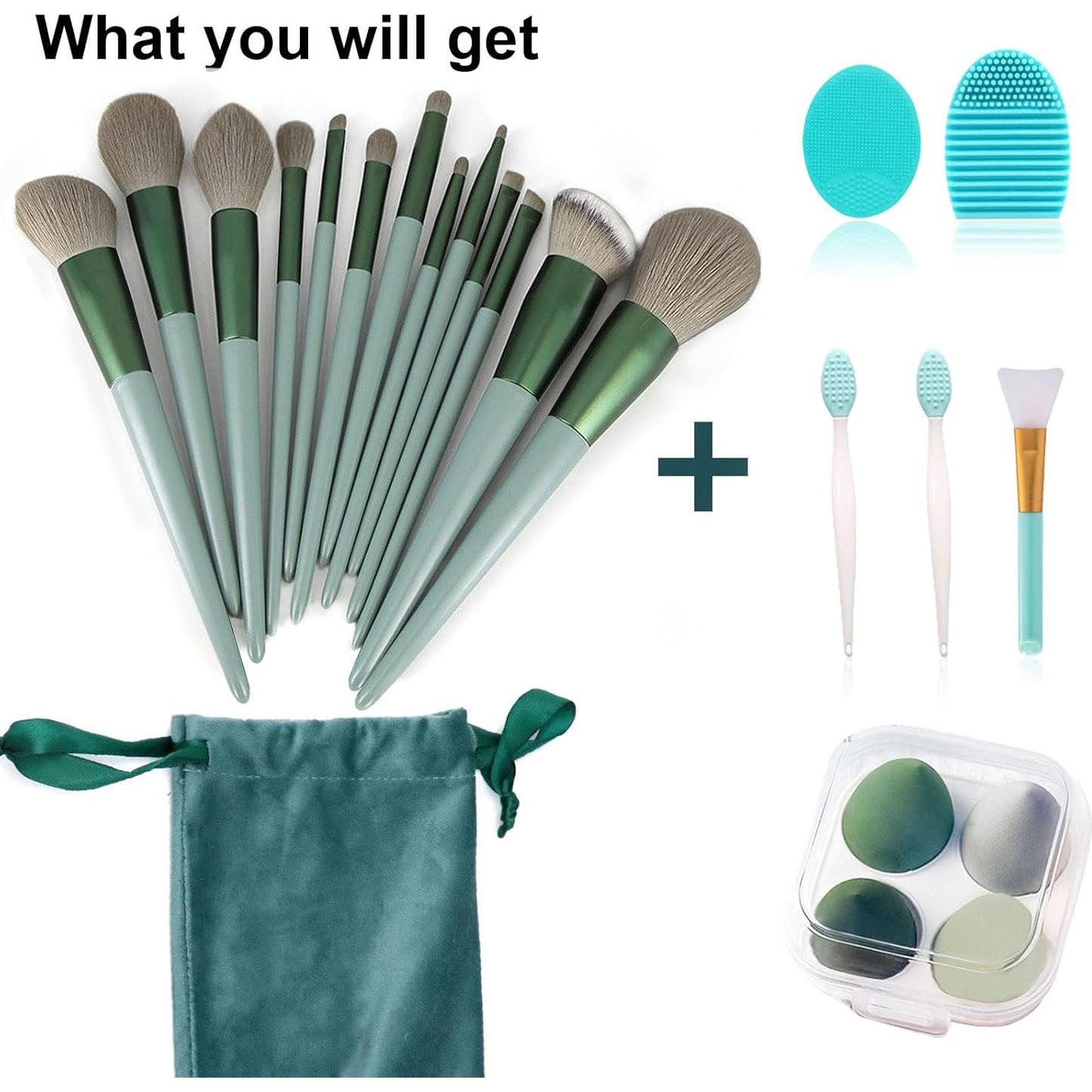 Juego de Brochas de Maquillaje Koccido 22 Piezas Verde