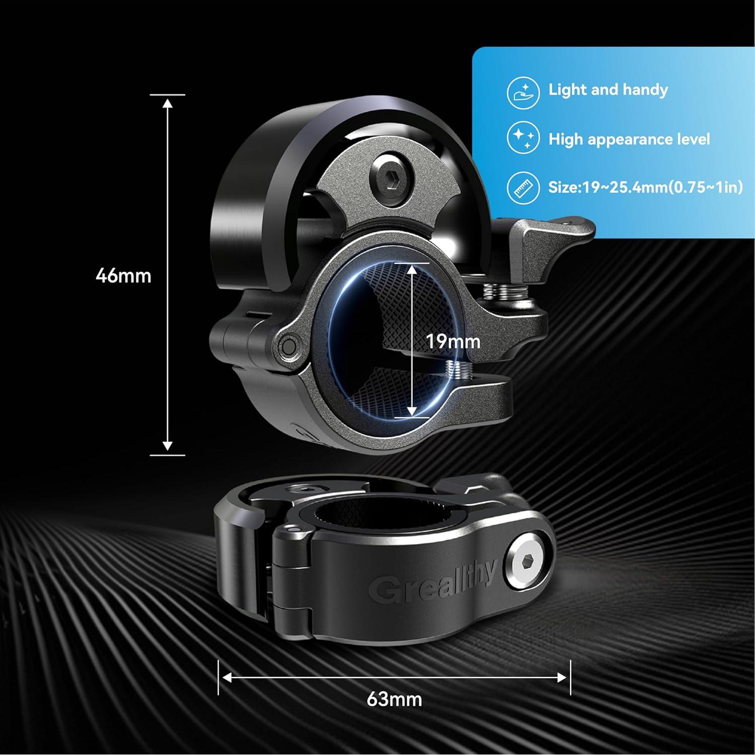 Campana de Bicicleta Greallthy D031 de Aluminio Negra 19-25.4mm