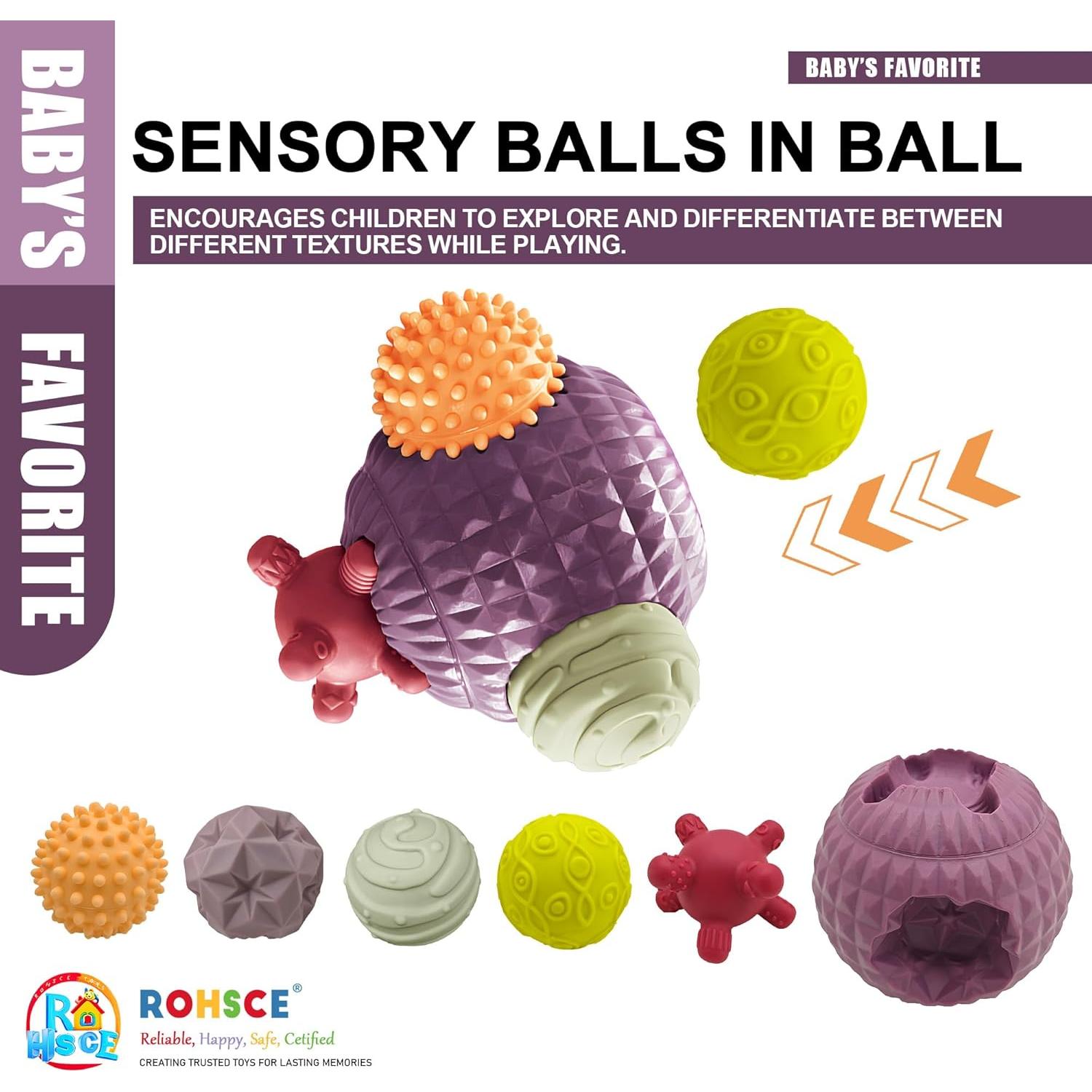 Bolas Sensoriales ROHSCE para Bebés 6-12 Meses - Juguetes Montessori