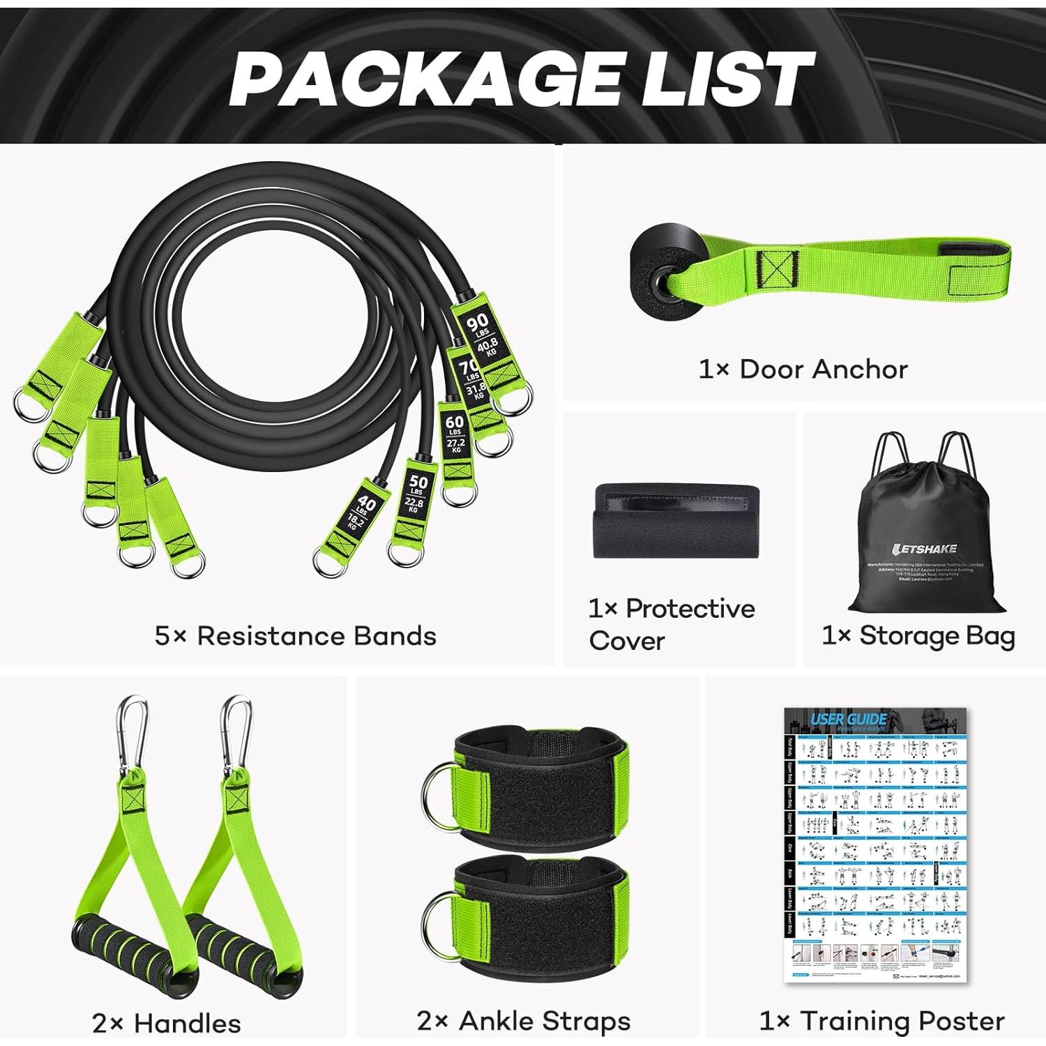 Bandas de Resistencia LETSHAKE 140 kg Verde para Ejercicio