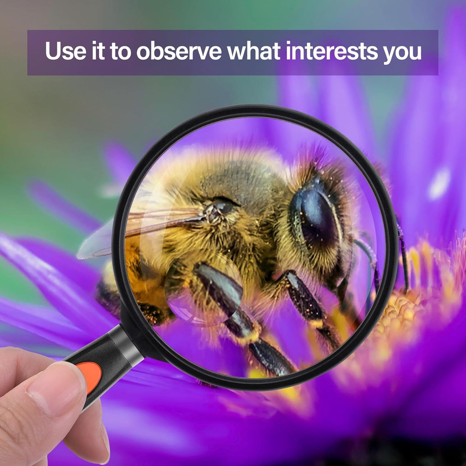 Lupa de Mano Feosky 10X 30X Lente Acrílica 75mm Naranja