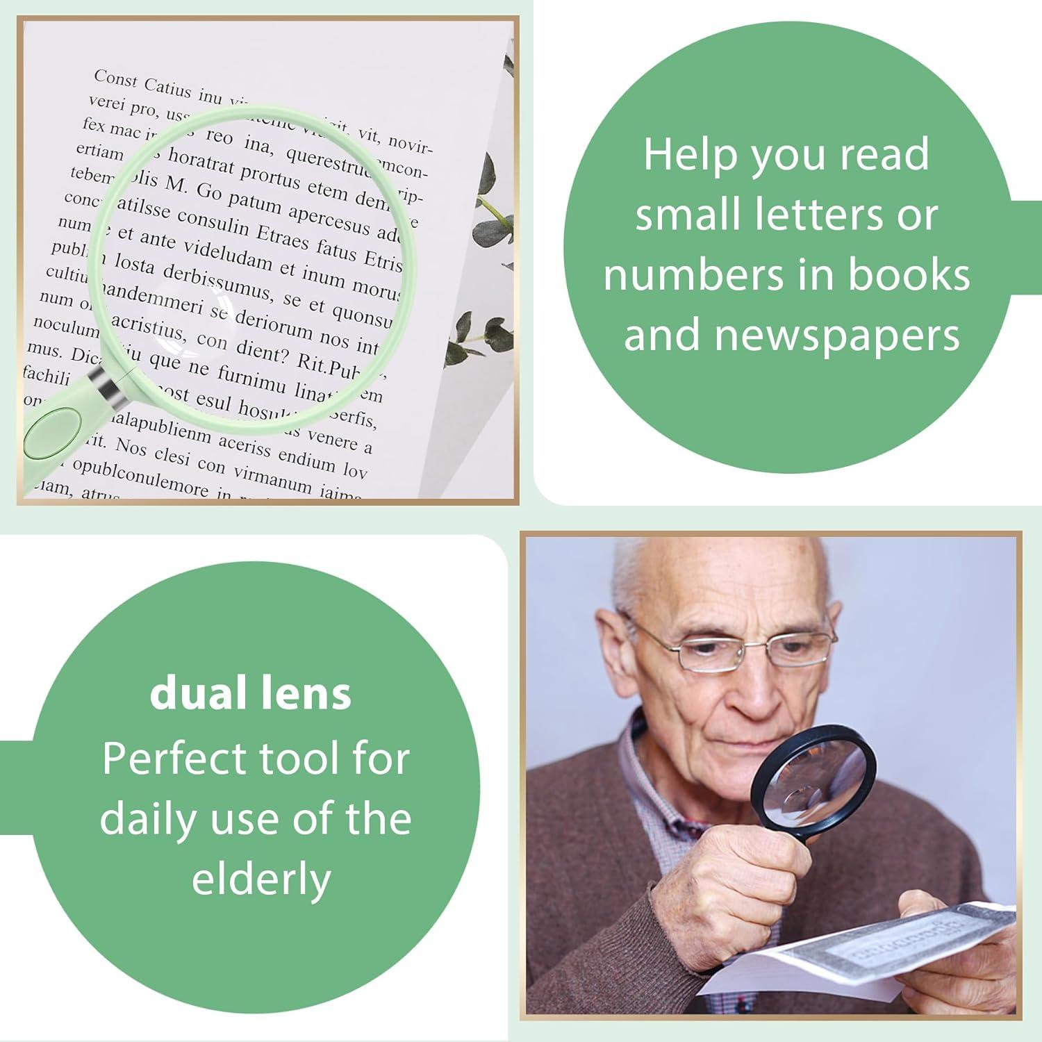 Lupa de Mano Feosky 10X 30X Verde, Lente Acrílica 75mm