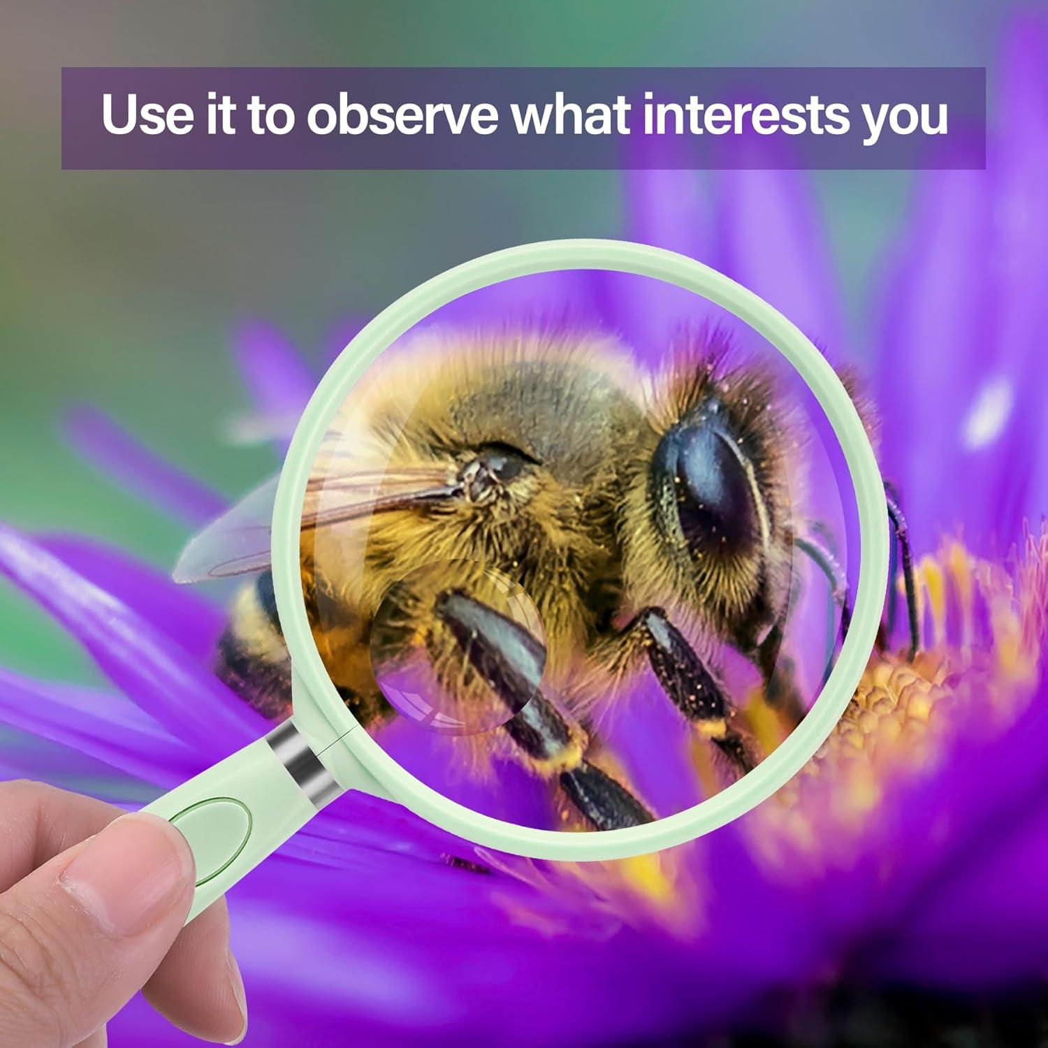 Lupa de Mano Feosky 10X 30X Verde, Lente Acrílica 75mm