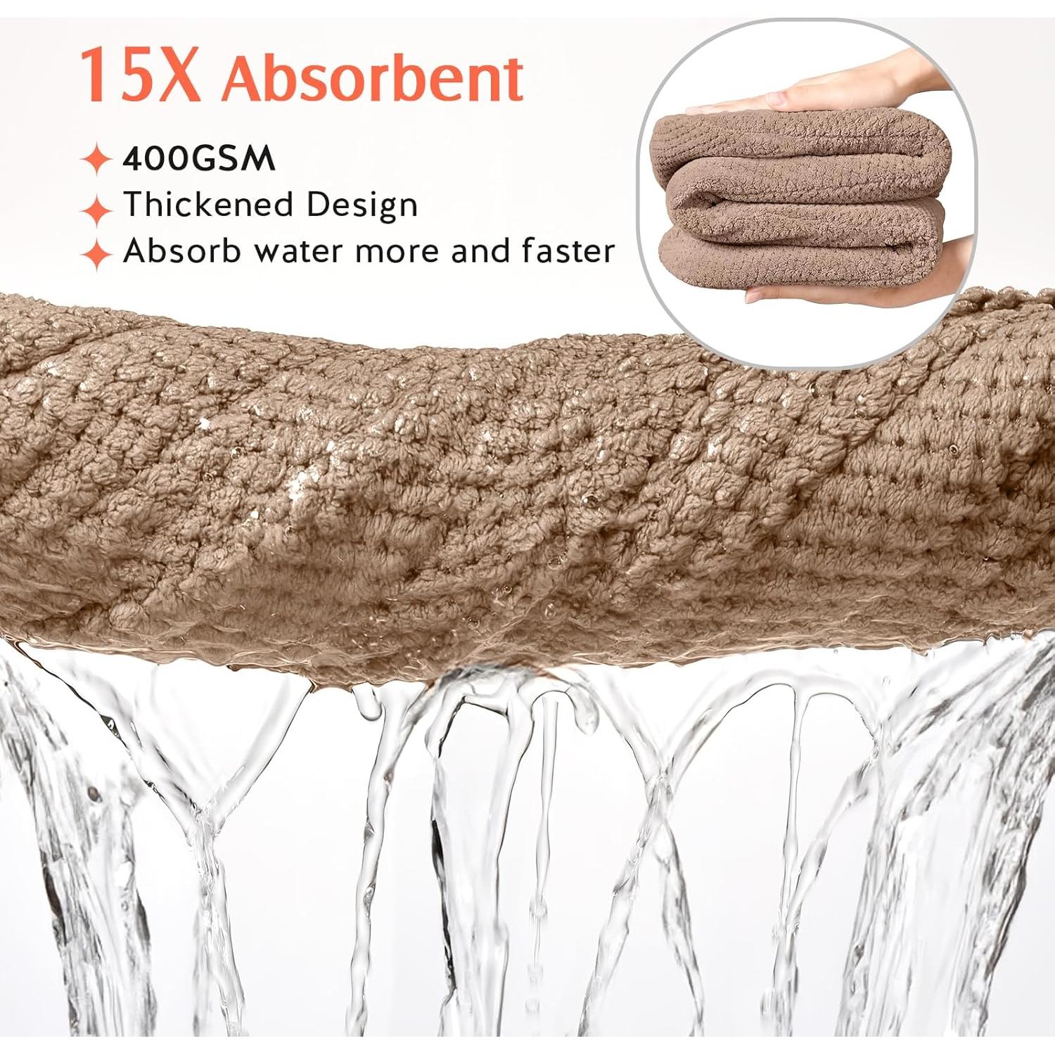 Toalla de Microfibra YFONG Grande para Cabello Rizado - Gris/Marrón