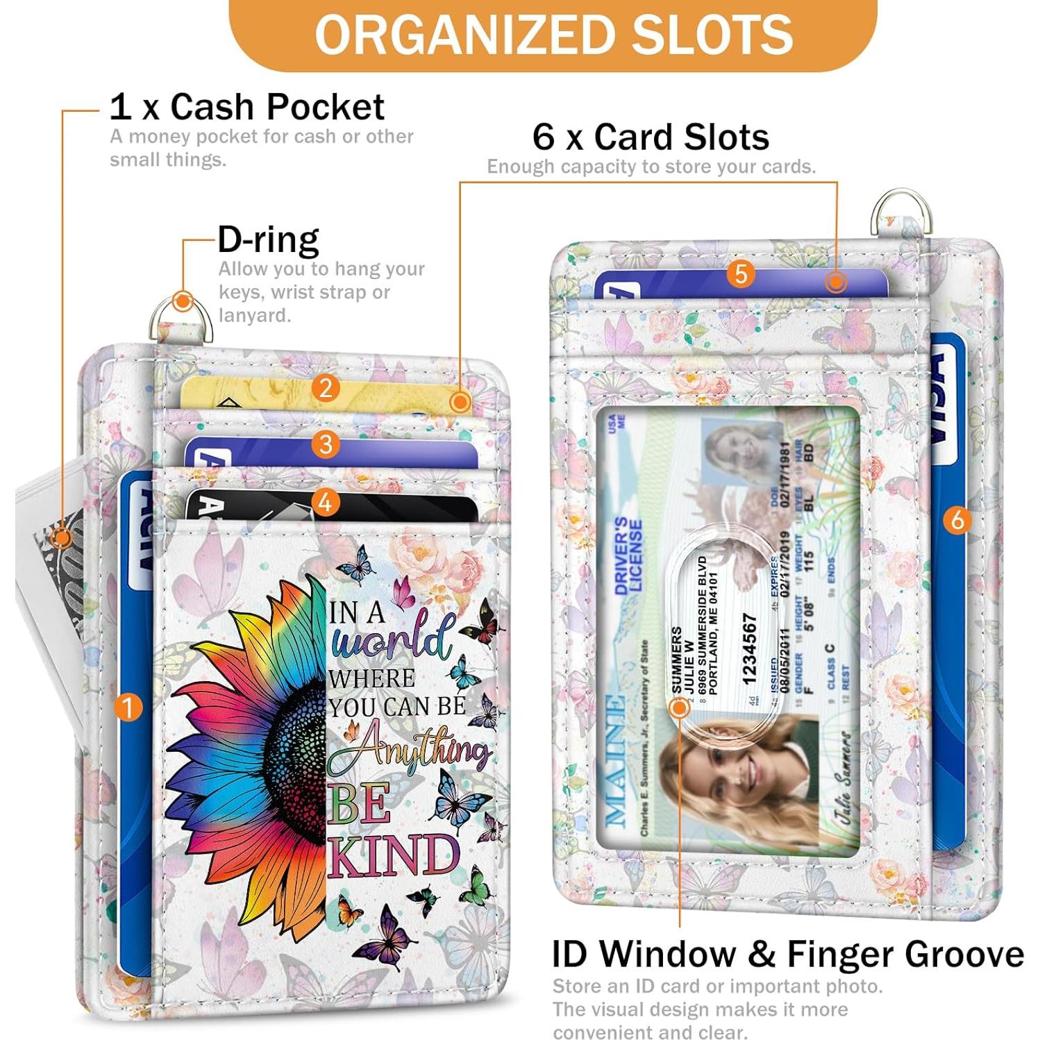 Billetera delgada RFID para mujeres Yonlevres - Girasol amable