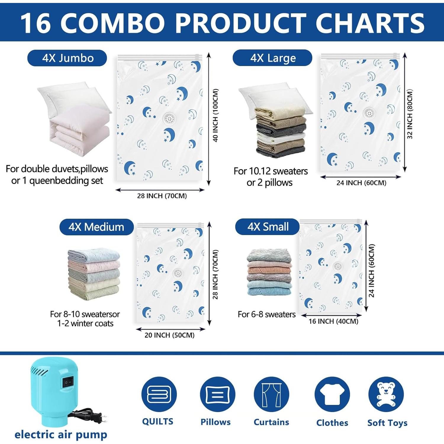 Bolsas de Sellado al Vacío Lisacool 16 Piezas con Bomba Eléctrica
