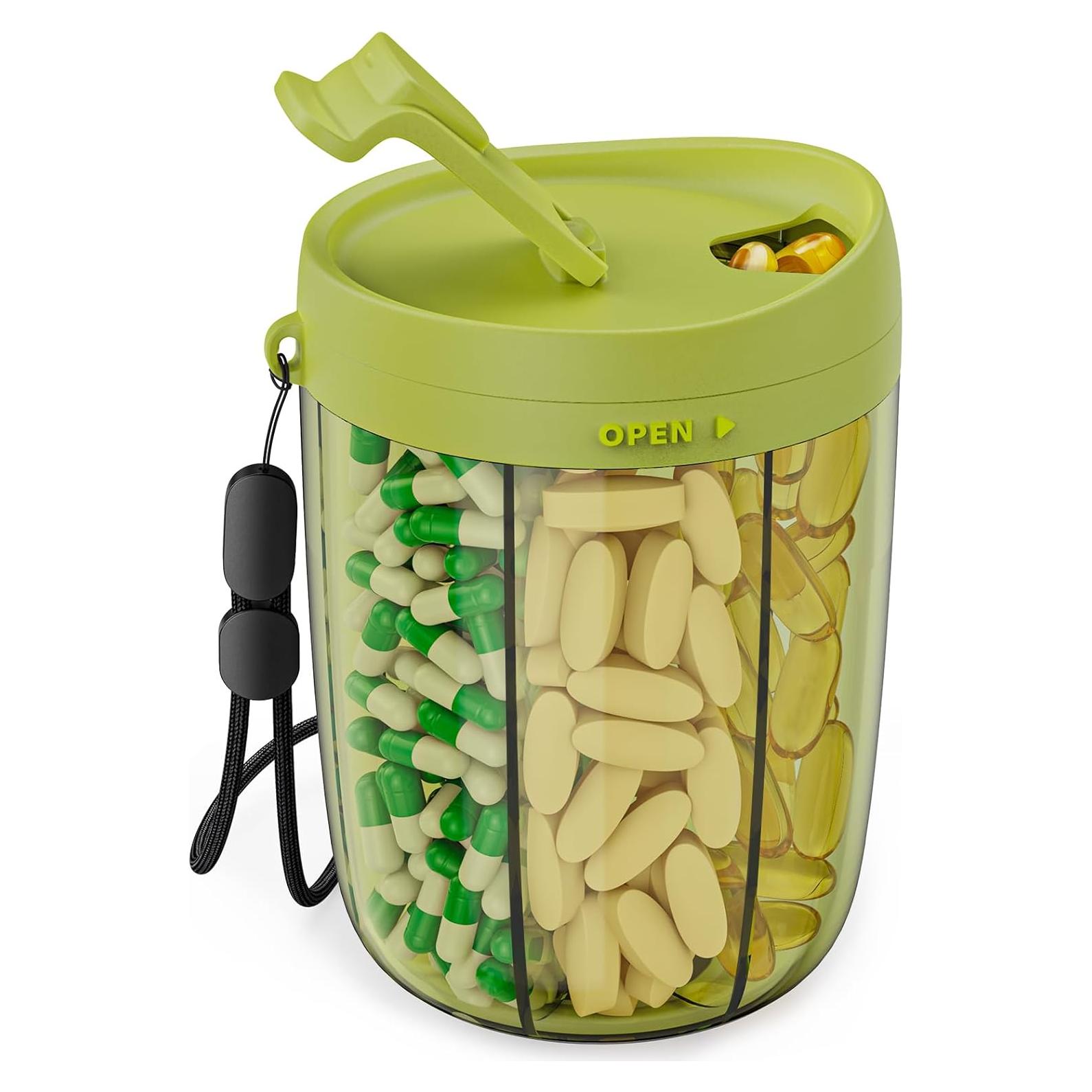 Organizador de Pastillas PULIV Verde - 6 Compartimentos XL y Grandes