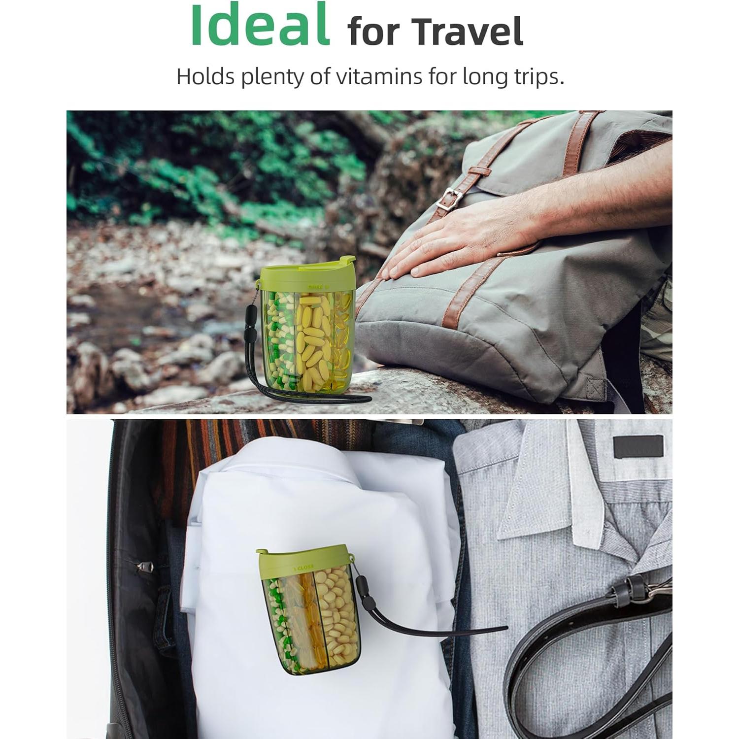 Organizador de Pastillas PULIV Verde - 6 Compartimentos XL y Grandes