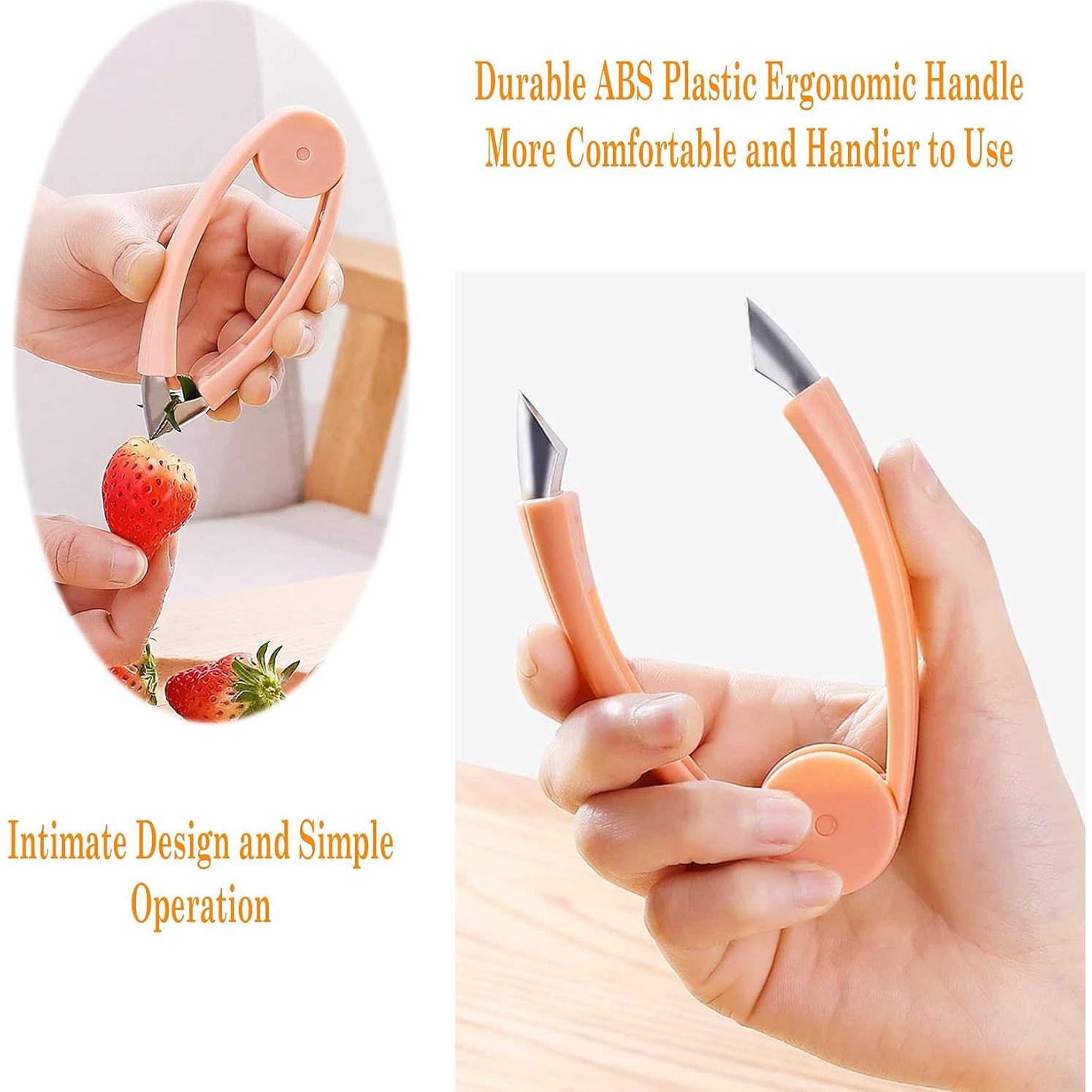 Removedor de Tallos de Fresa Aiyoume - Acero Inoxidable Naranja