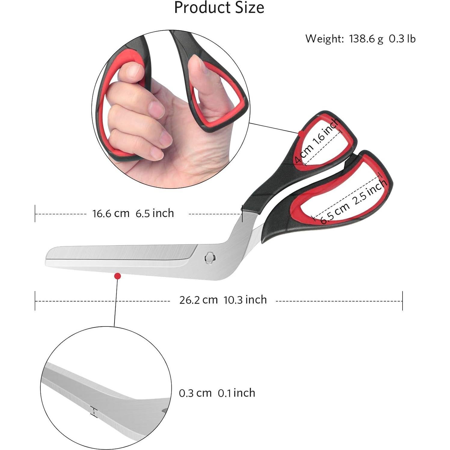 Tijeras para Pizza Asdirne 26.7 cm Mango Ergonómico Acero Inoxidable