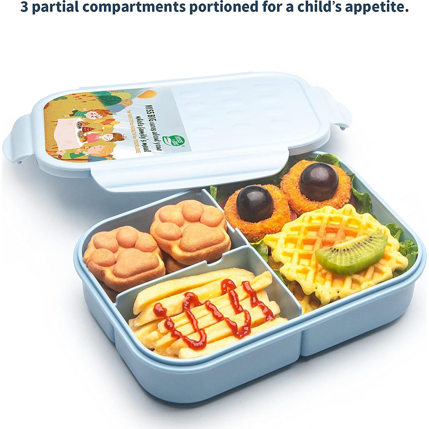 Caja Bento para Niños MISS BIG 1150ml Azul a Prueba de Fugas
