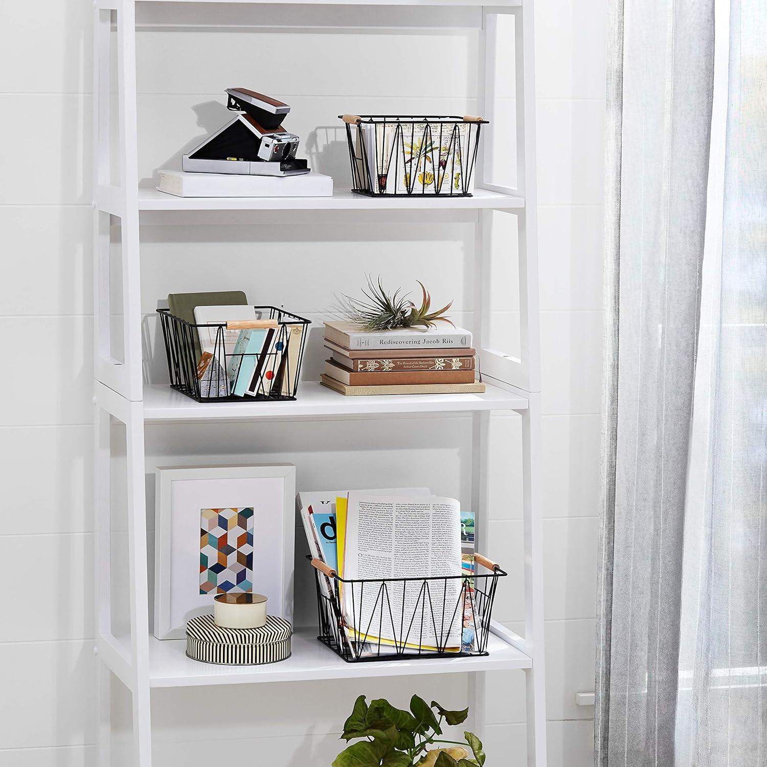 Cestas de Almacenamiento de Alambre Amazon Basics, Juego de 3, Negro