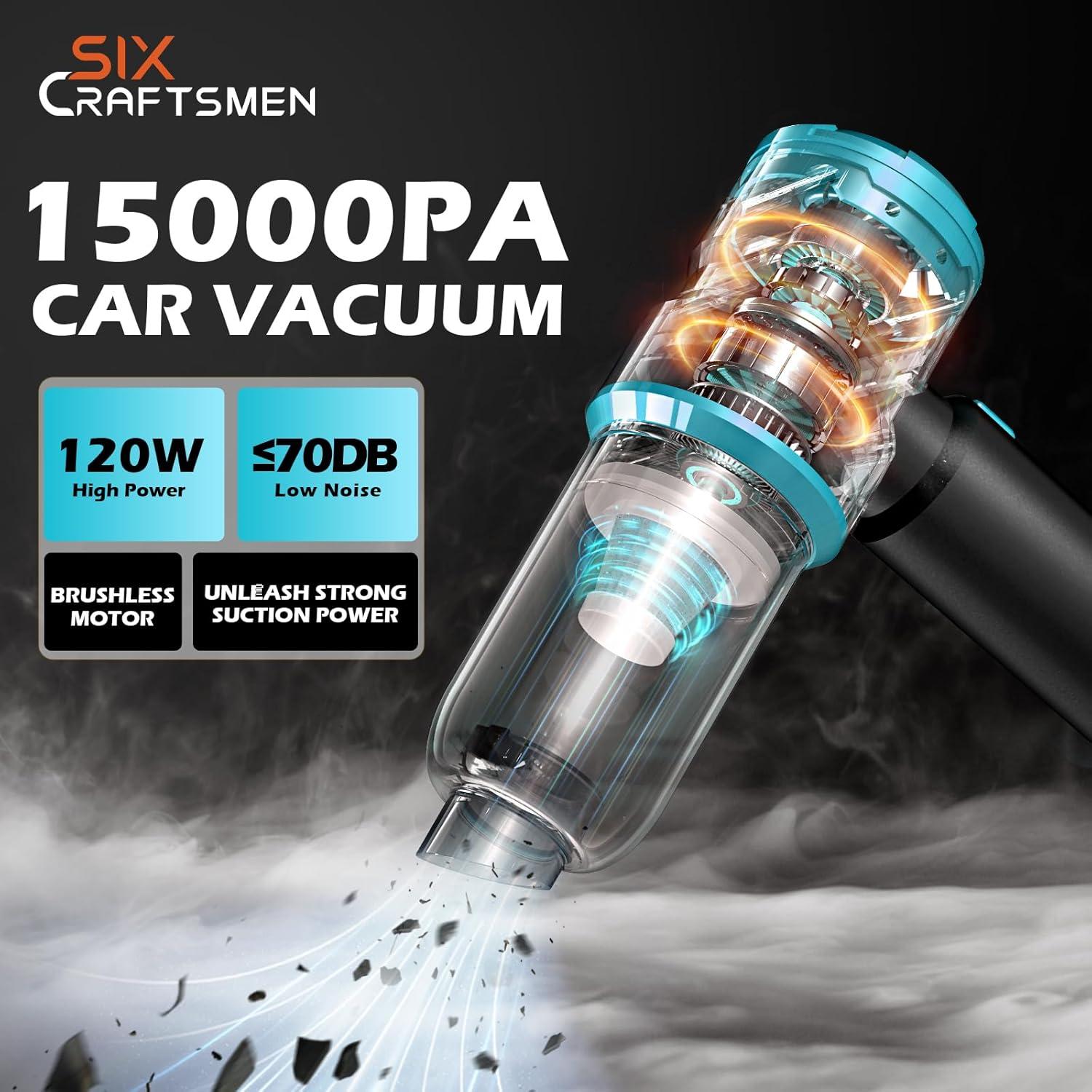 Aspiradora de Mano Inalámbrica SIX CRAFTSMEN SV6 15000PA Azul