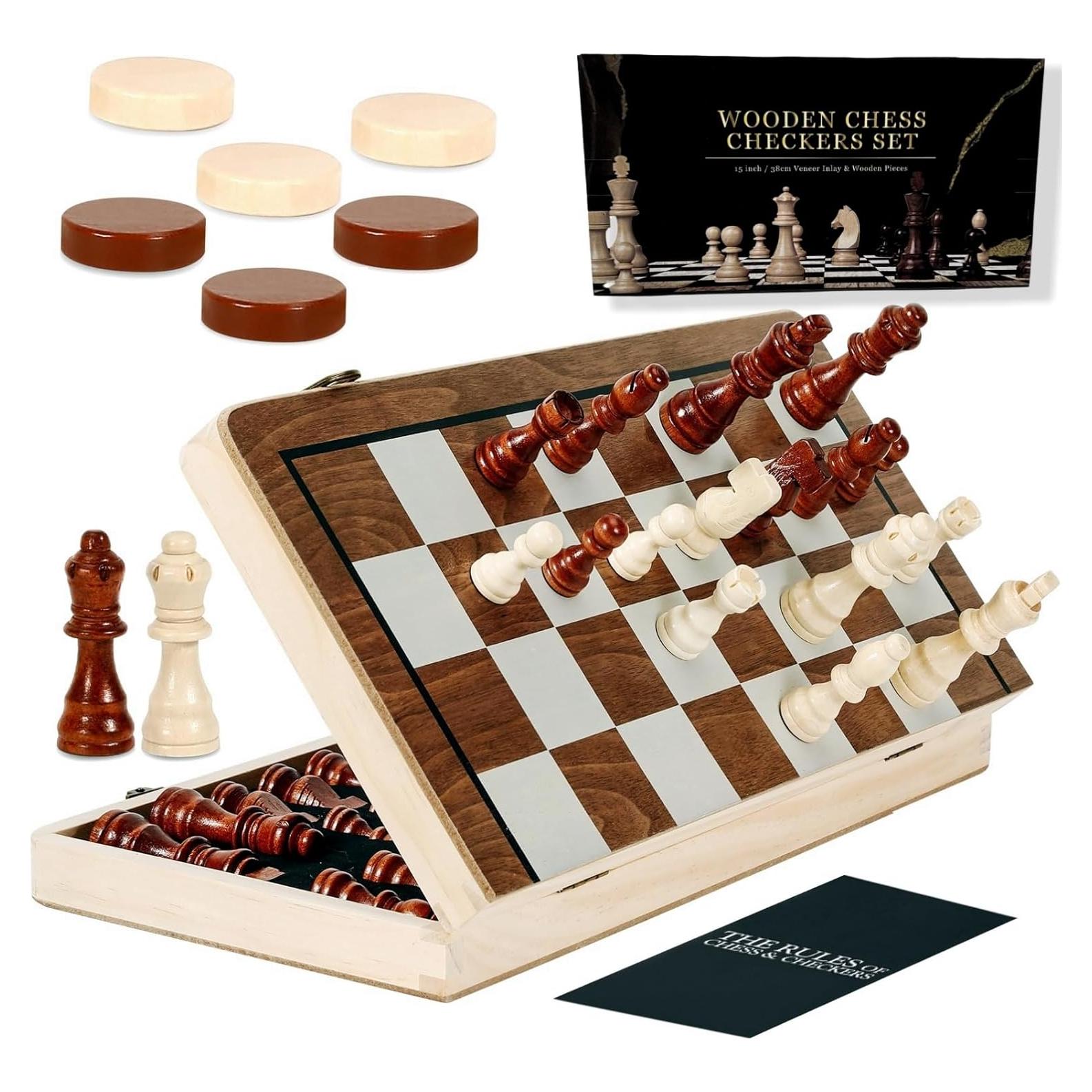 Juego de Ajedrez Magnético de Madera Kiapeak 39.37 cm Plegable