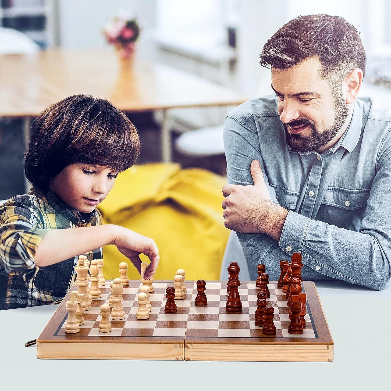 Juego de Ajedrez Magnético de Madera Kiapeak 39.37 cm Plegable