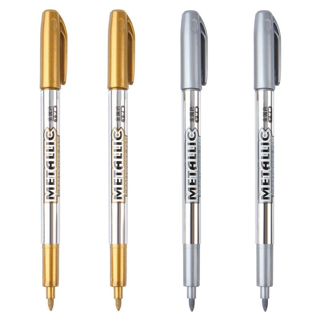 Marcadores Metálicos Dyvicl Set de 4 - Dorado y Plateado