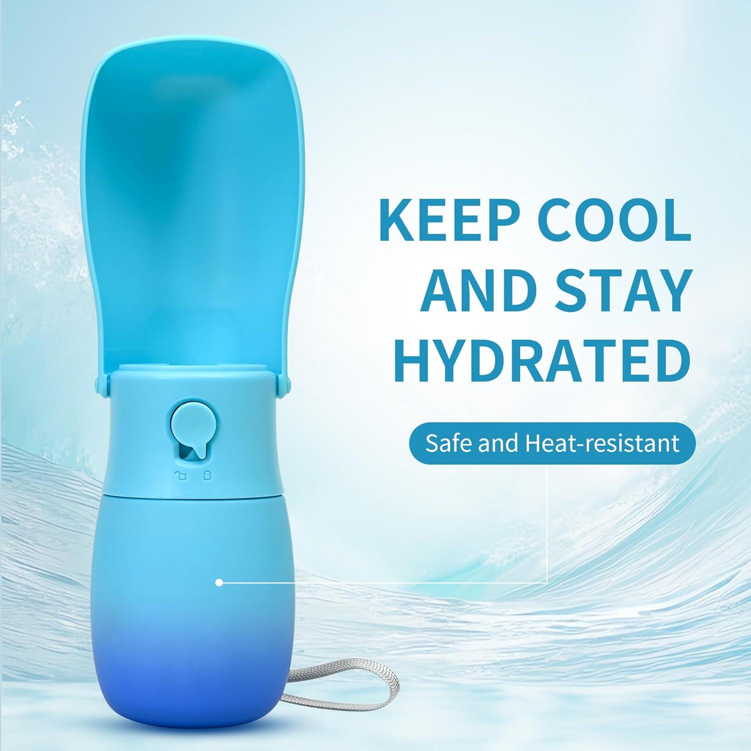 Botella de Agua Plegable para Perros VEPOUYU 295ml Azul