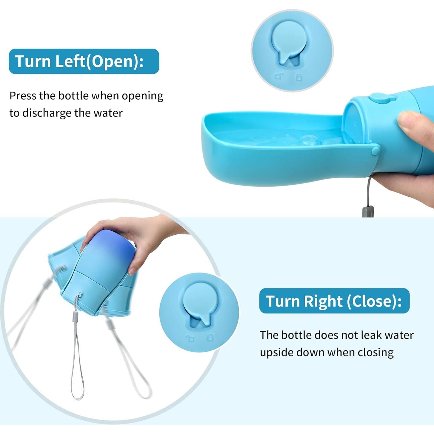 Botella de Agua Plegable para Perros VEPOUYU 295ml Azul