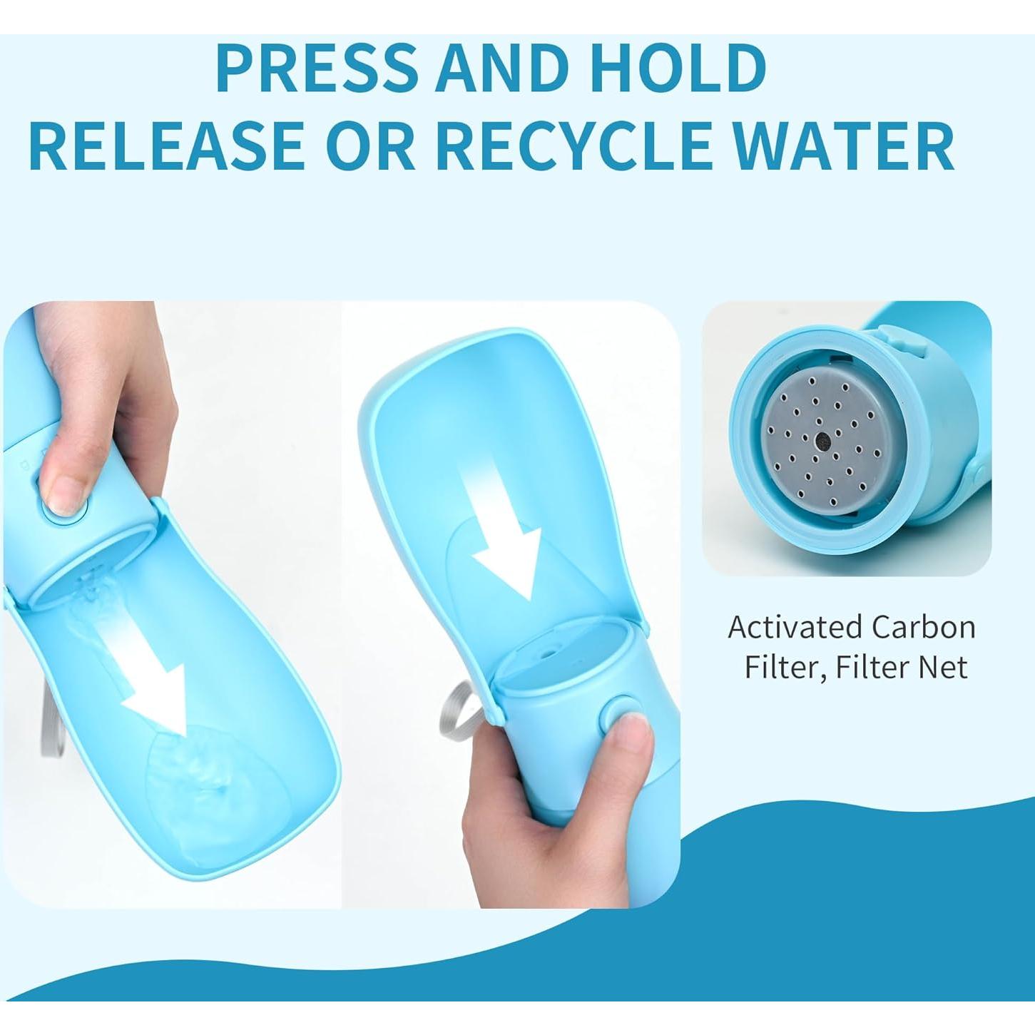 Botella de Agua Plegable para Perros VEPOUYU 295ml Azul