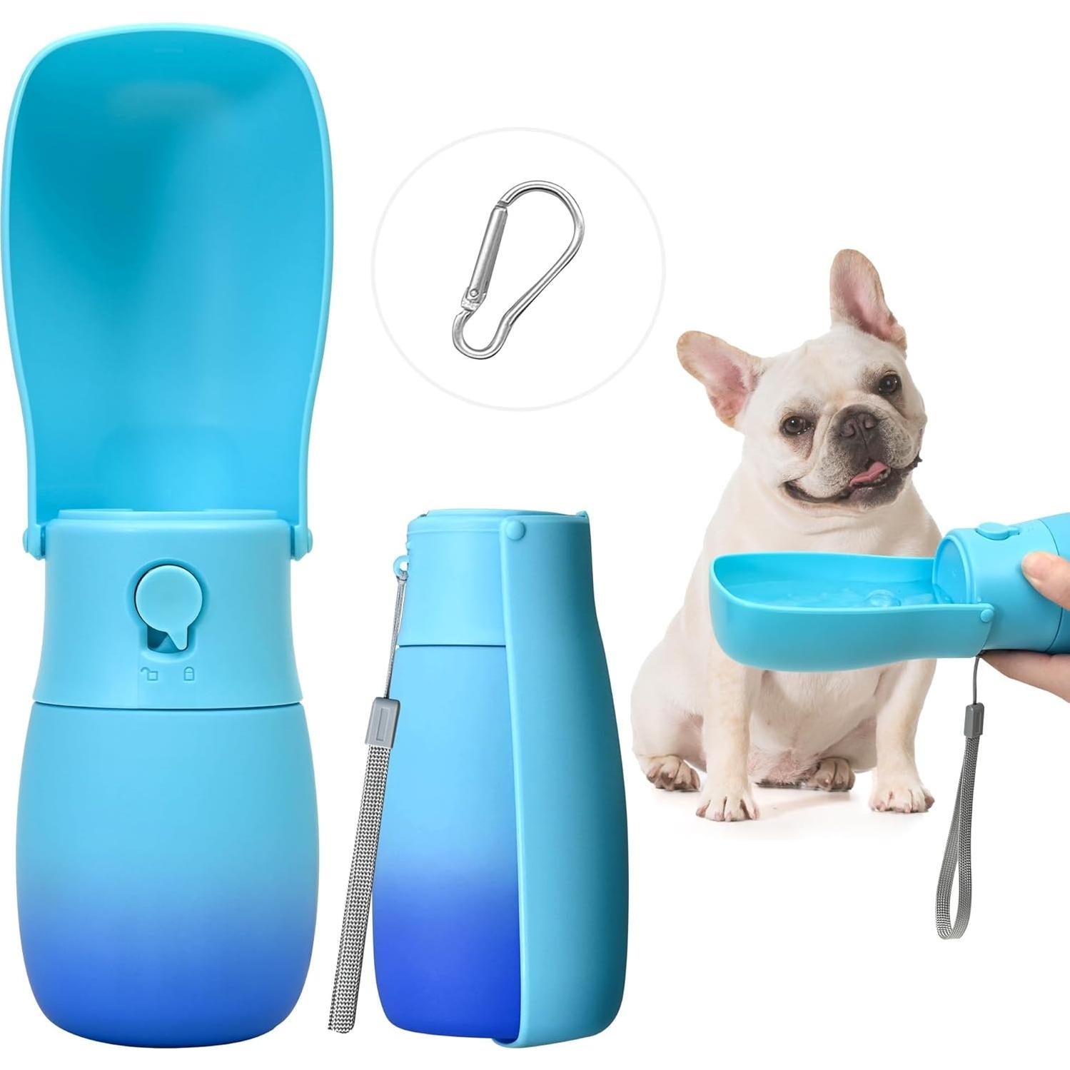 Botella de Agua Plegable para Perros VEPOUYU 295ml Azul