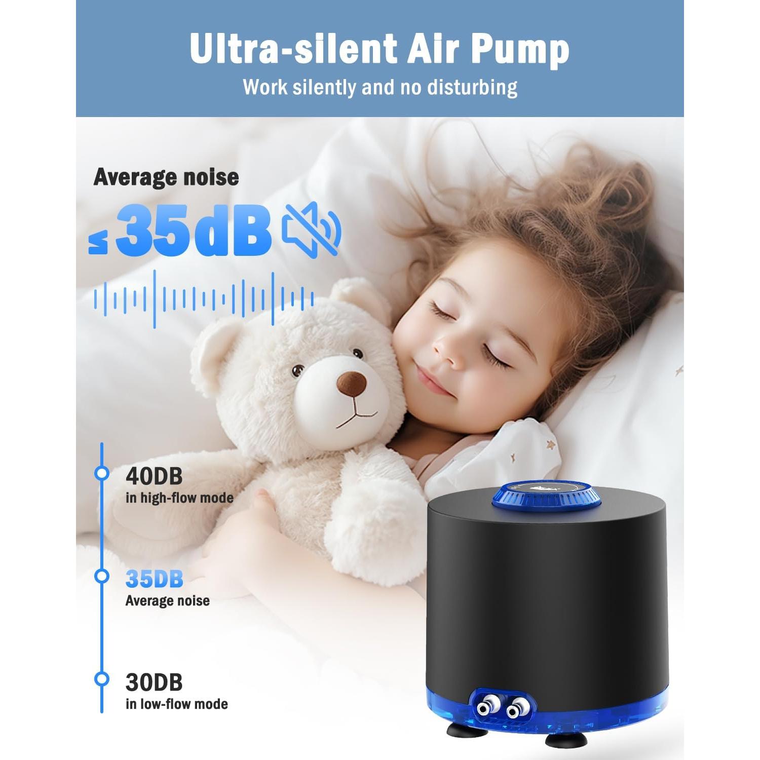 Bomba de Aire AQQA 3W para Acuario hasta 303.9L Silenciosa