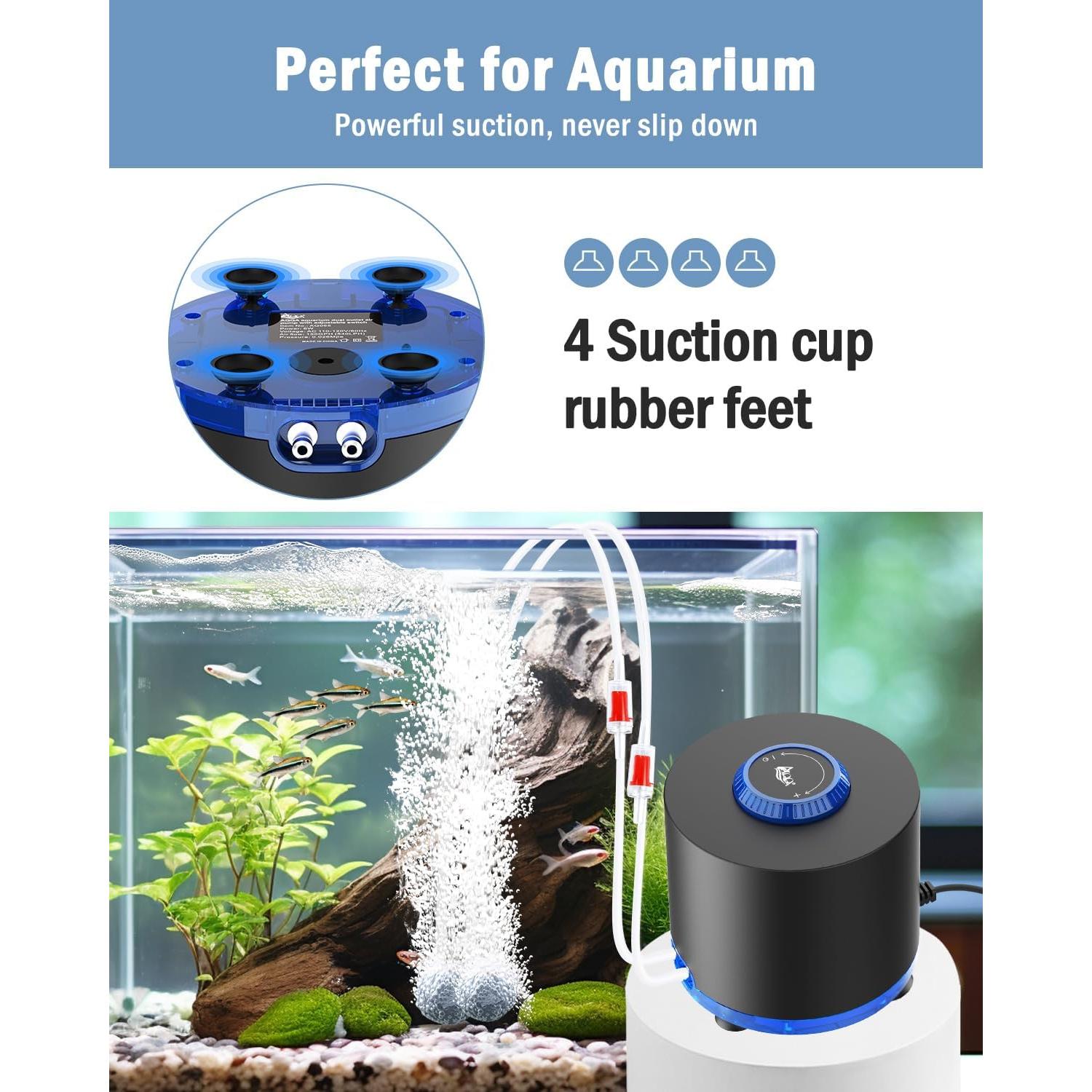 Bomba de Aire AQQA 3W para Acuario hasta 303.9L Silenciosa