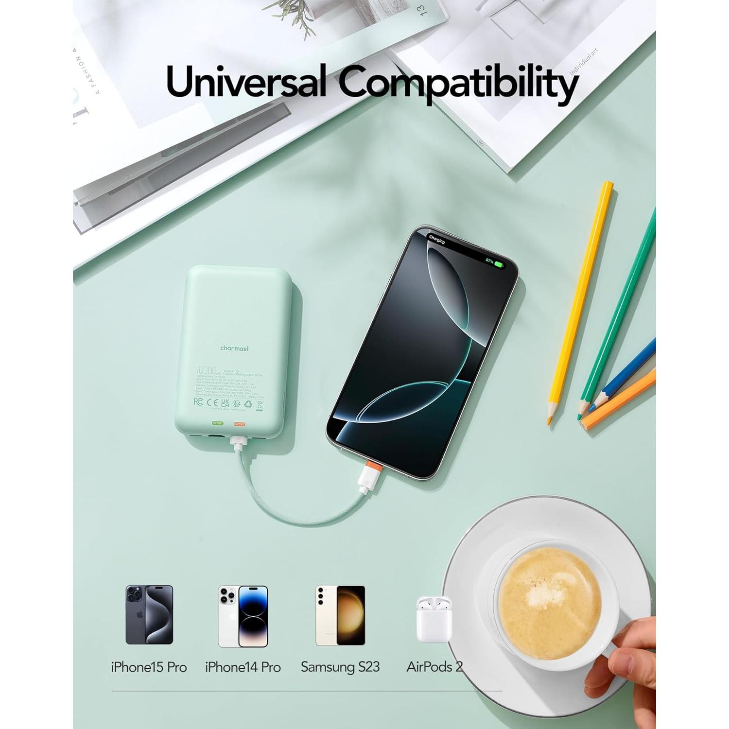 Cargador Portátil Charmast 10000mAh Carga Rápida 20W