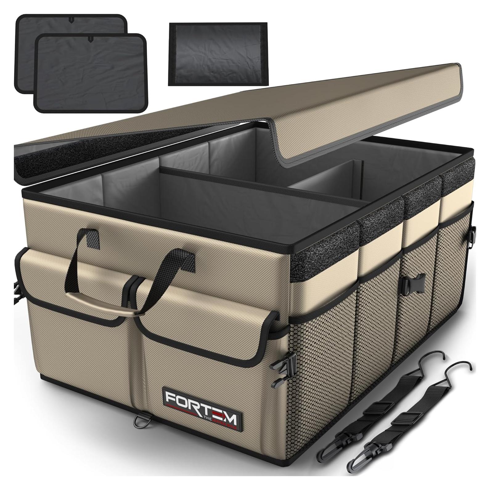 Organizador de Maletero FORTEM 50L Beige Plegable y Antideslizante