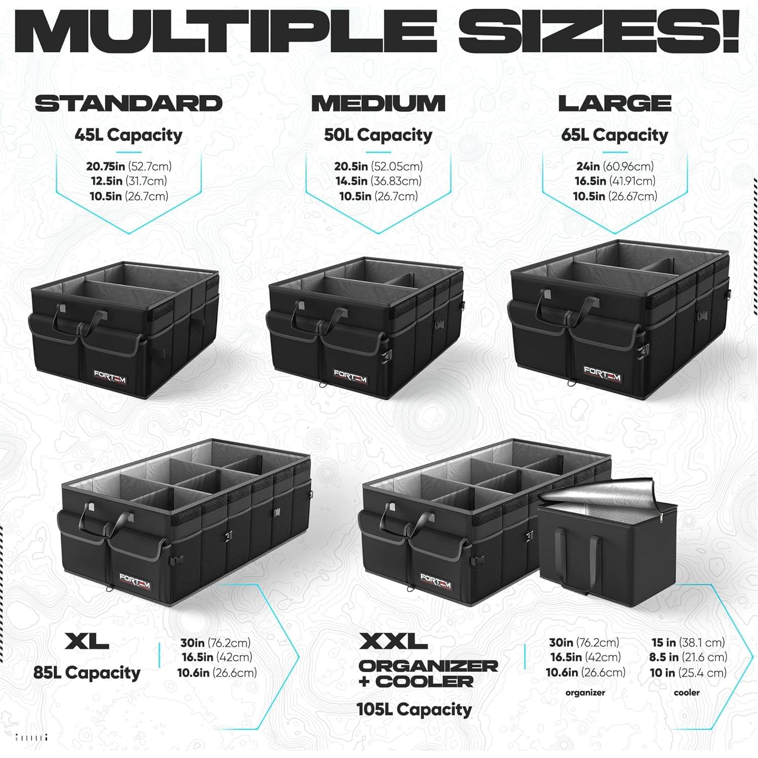 Organizador de Maletero FORTEM 50L Beige Plegable y Antideslizante