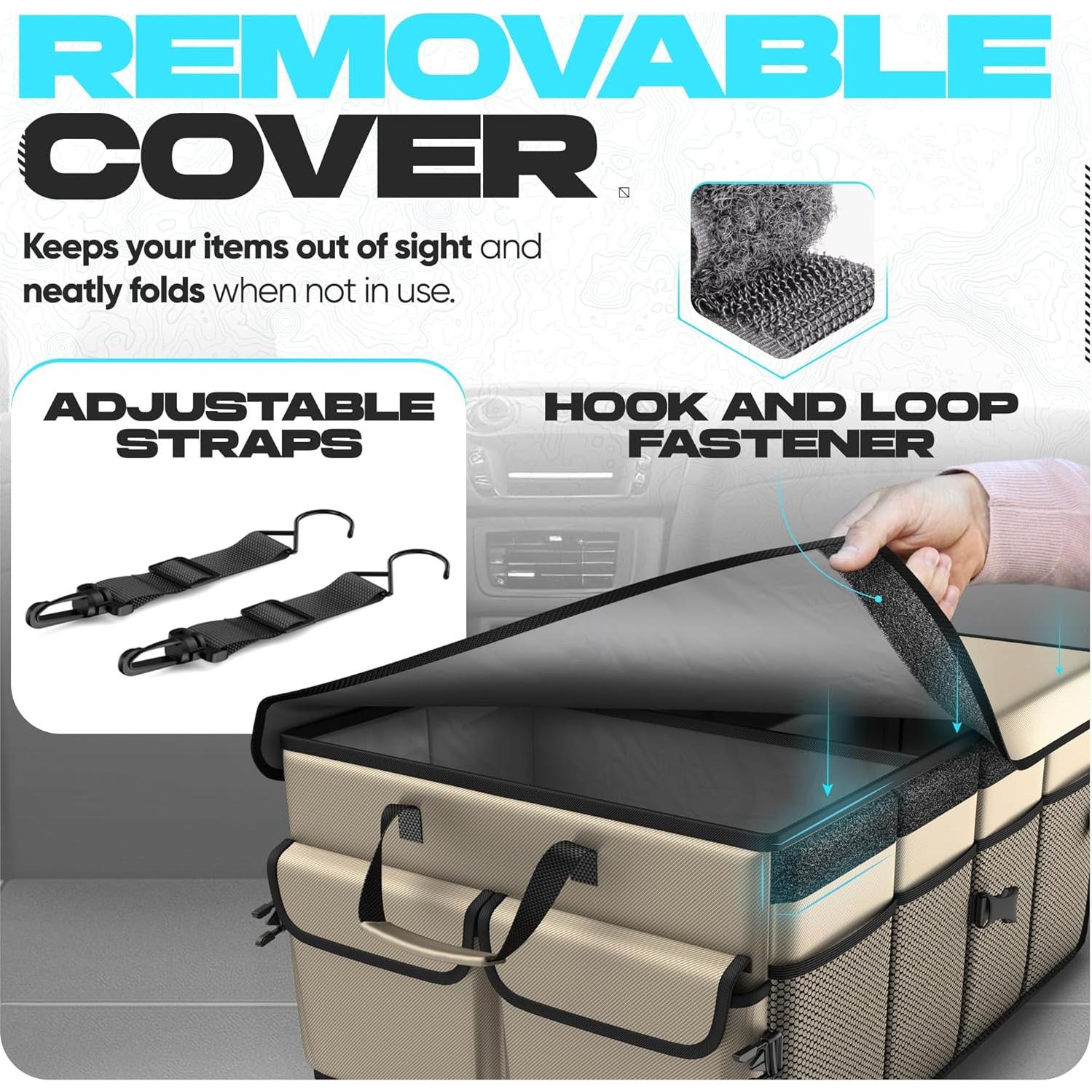 Organizador de Maletero FORTEM 50L Beige Plegable y Antideslizante