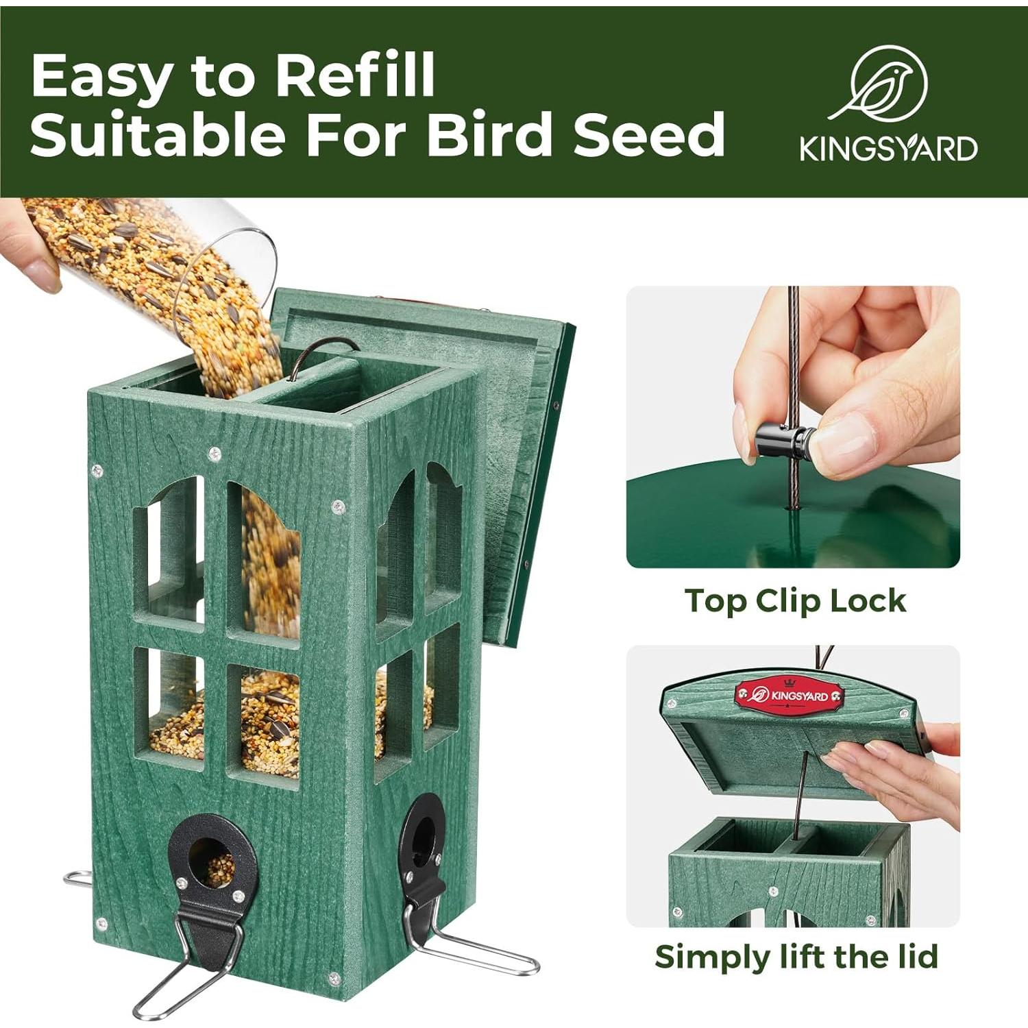 Comedero para Aves Kingsyard Colgante Verde 1.59kg Resistente