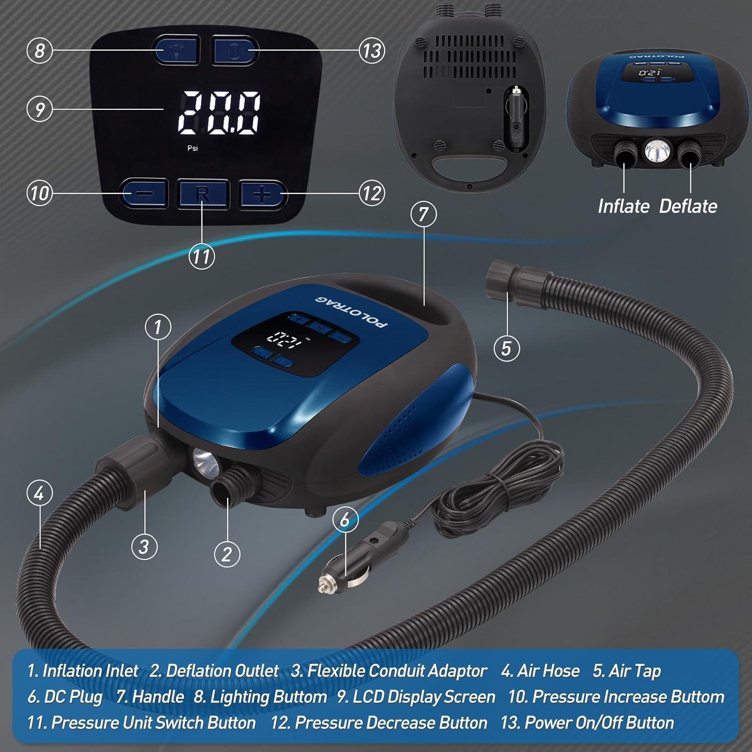 Bomba Eléctrica SUP Polotrag PTG-0125 20 PSI Portátil