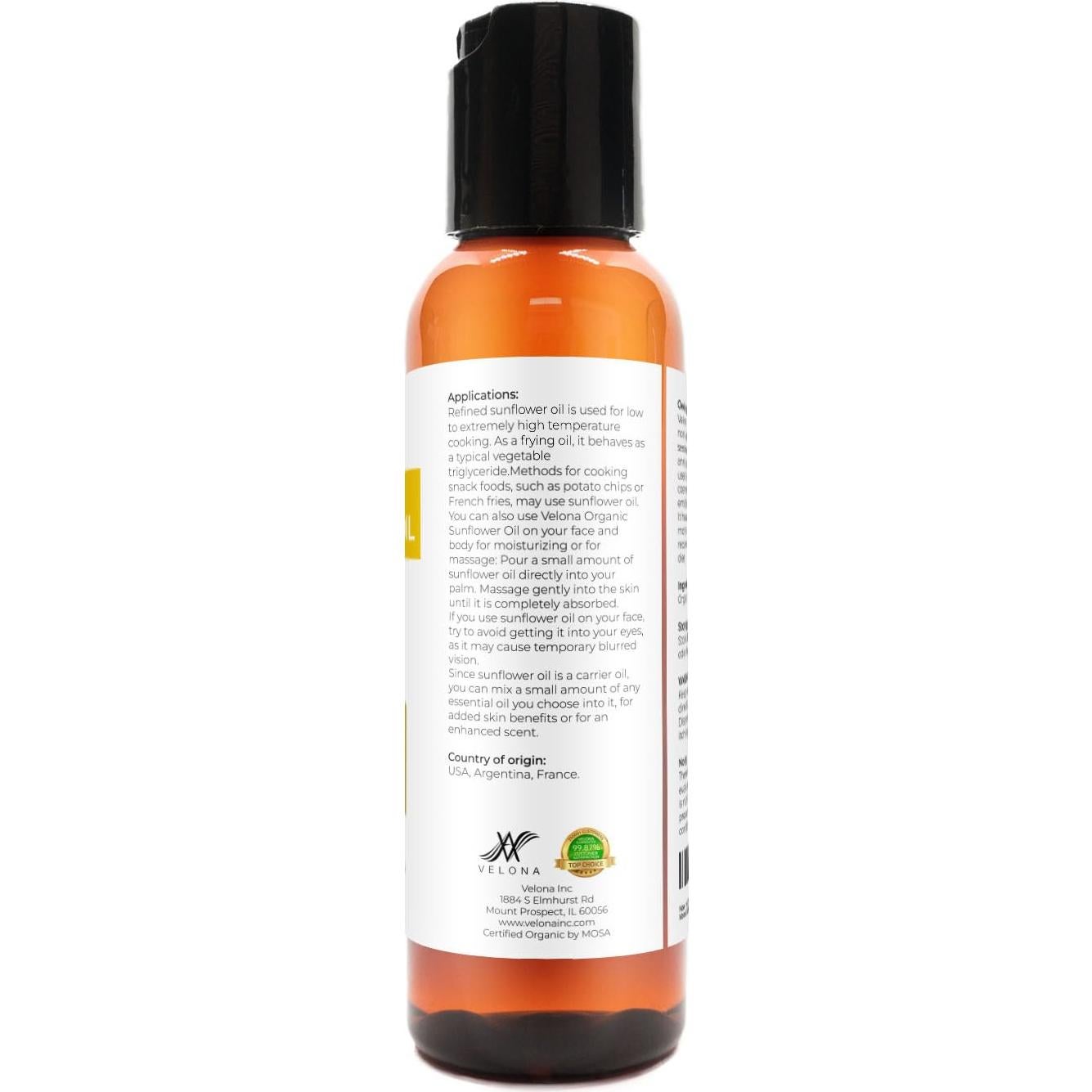 Aceite de Girasol Orgánico Velona 60ml - 100% Puro y Natural