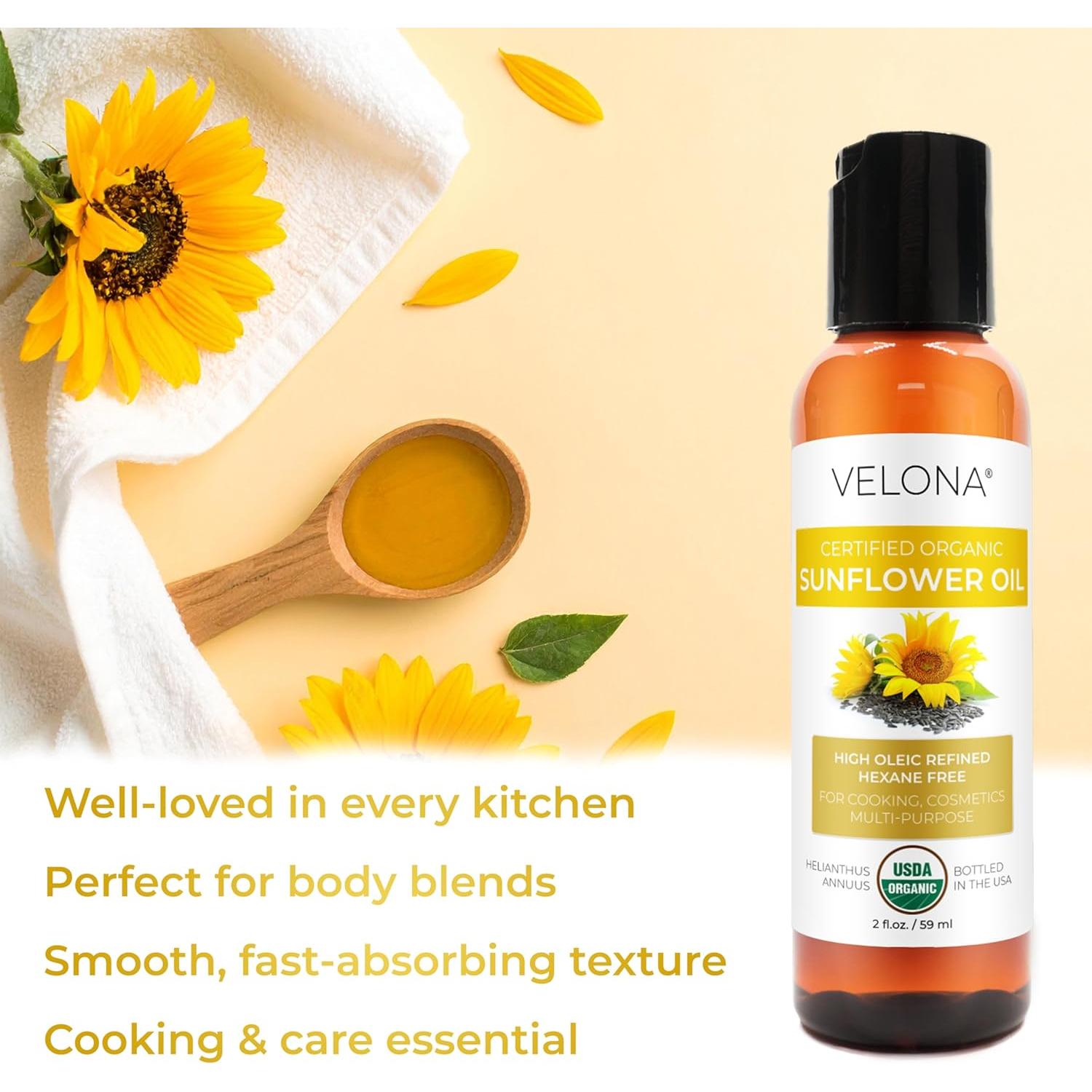 Aceite de Girasol Orgánico Velona 60ml - 100% Puro y Natural