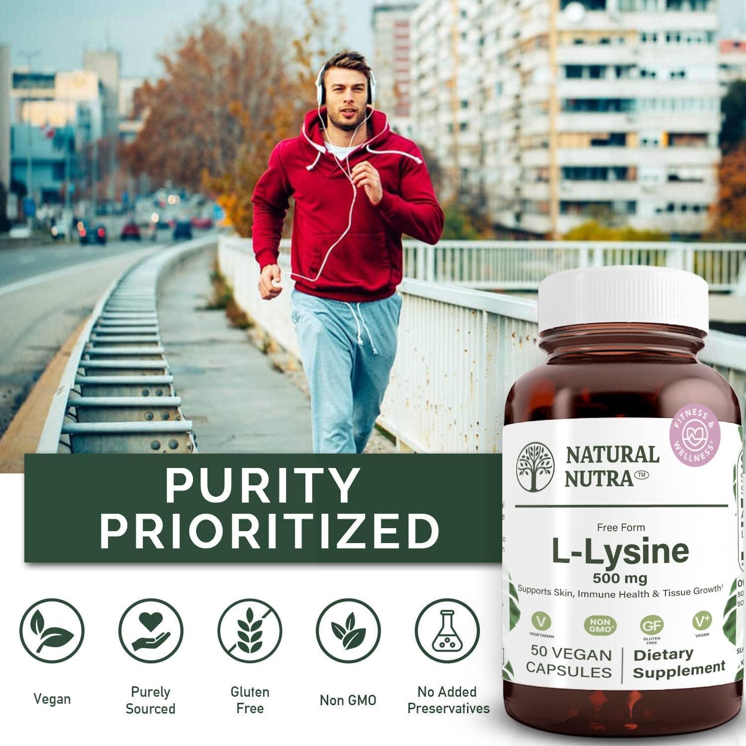 L-Lisina HCl Natural Nutra 500 mg, 50 Cápsulas Veganas