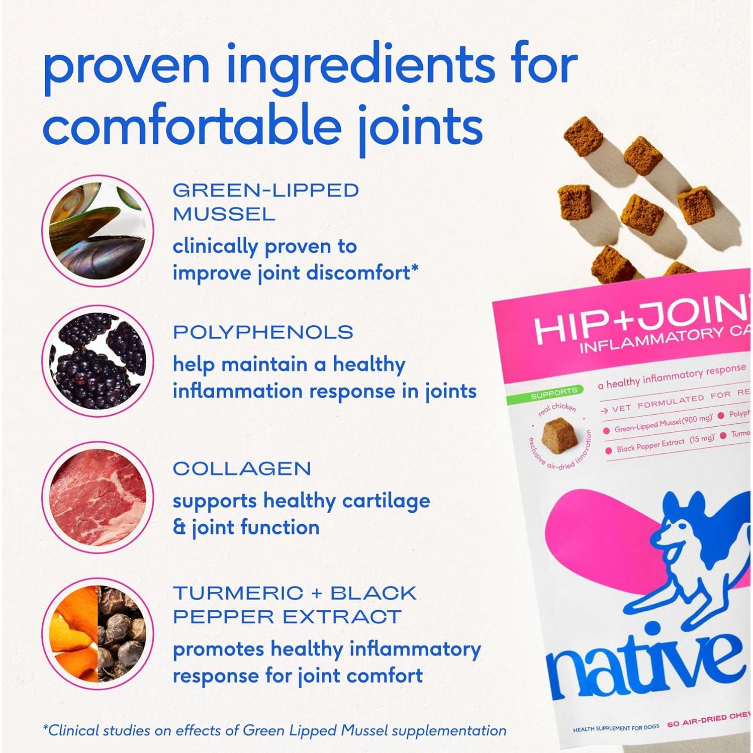 Suplemento Articular para Perros Native Pet - Alivio Natural del Dolor - 120 Masticables