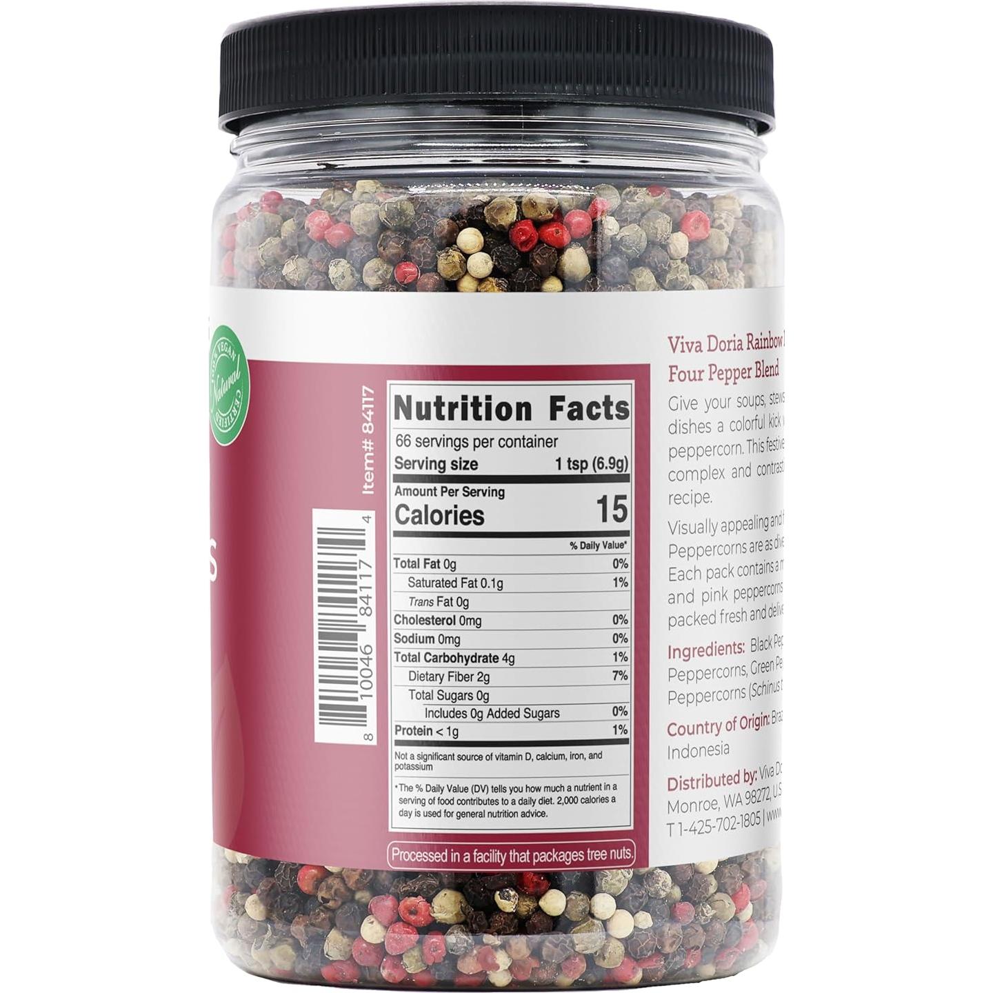 Mezcla de Pimienta Arcoíris Viva Doria 450g Entera Esterilizada