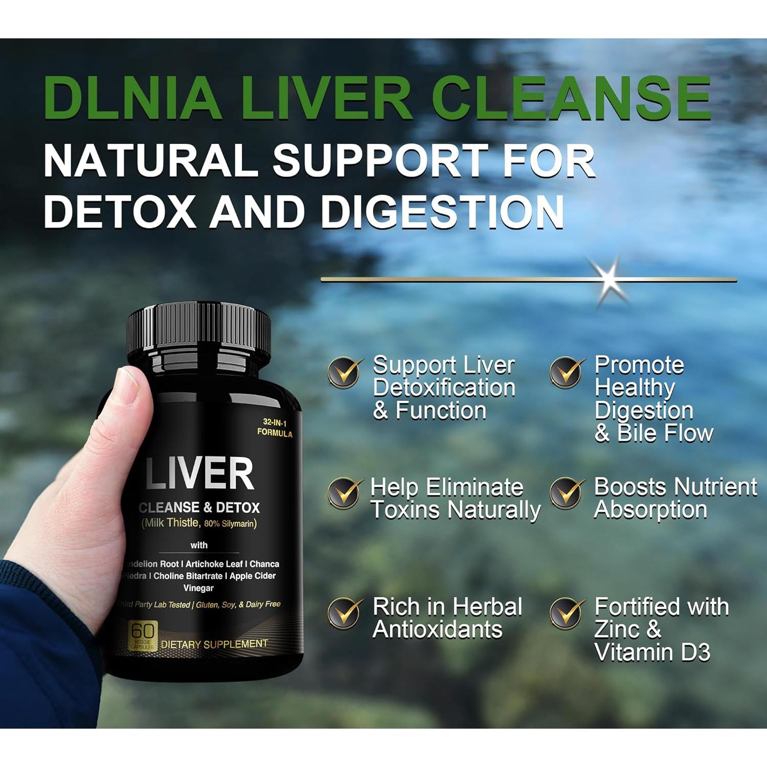Suplemento Hepático DLNIA 60 Cápsulas Cardo Mariano y Vinagre