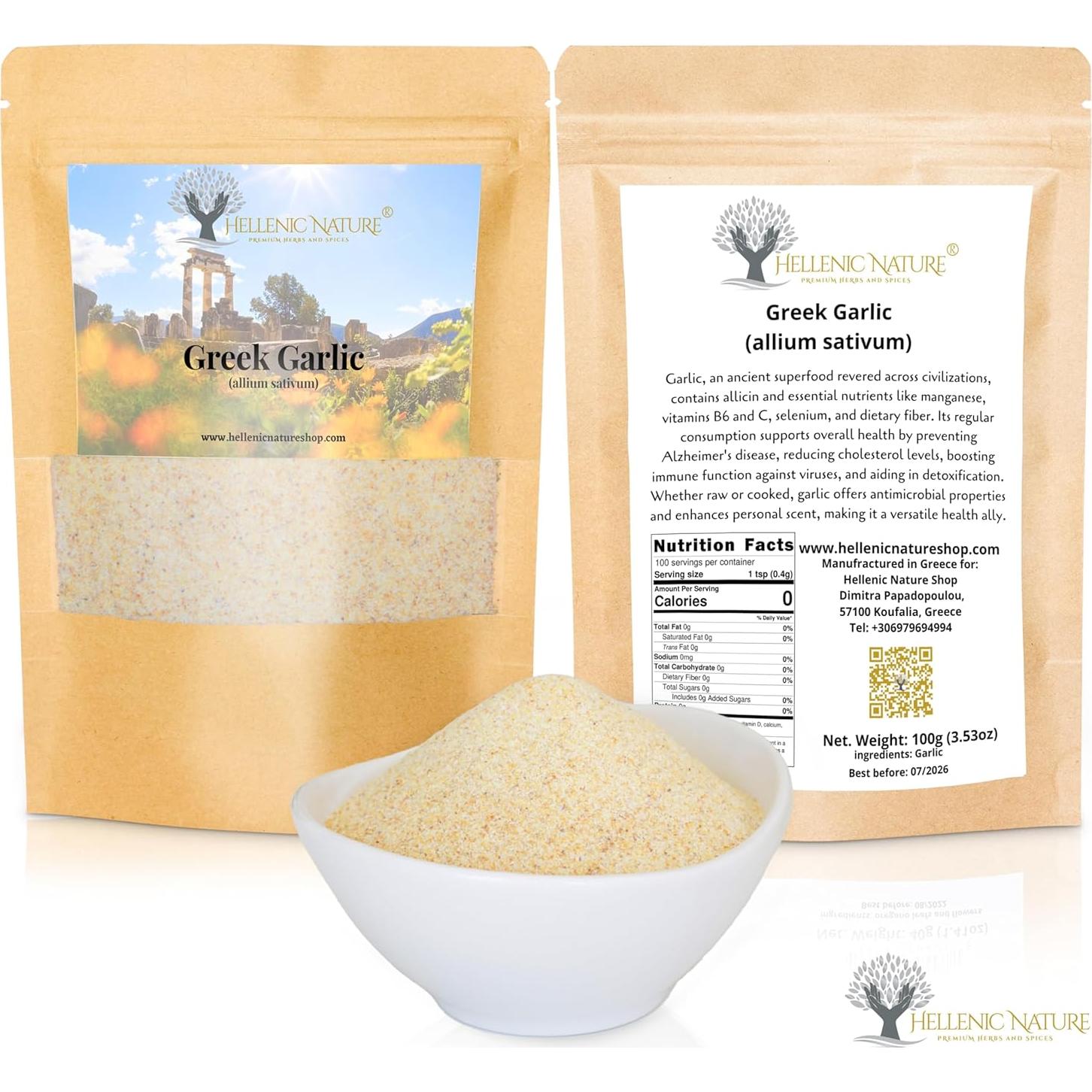 Gránulos de Ajo Secos Orgánicos Hellenic Nature 100g