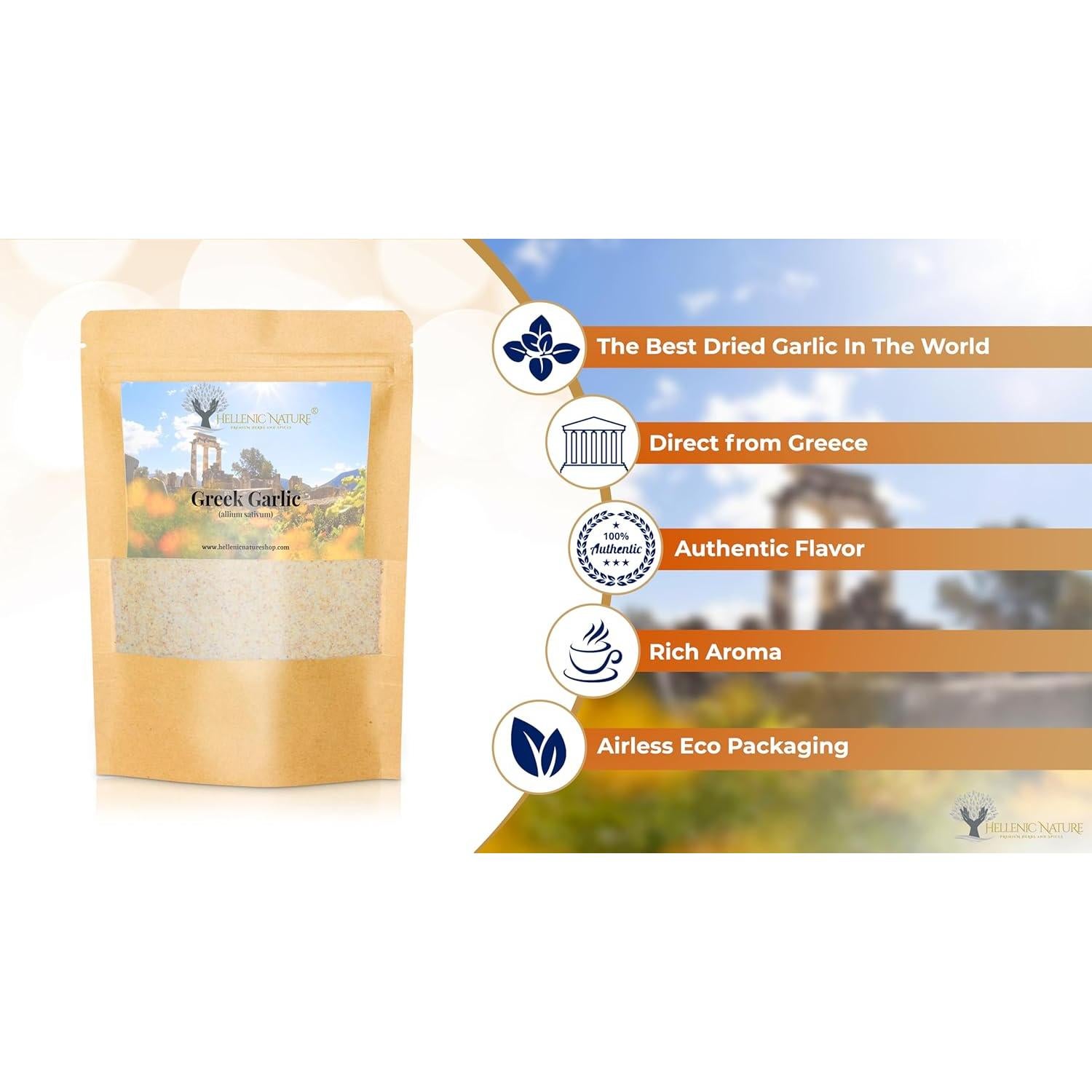 Gránulos de Ajo Secos Orgánicos Hellenic Nature 100g