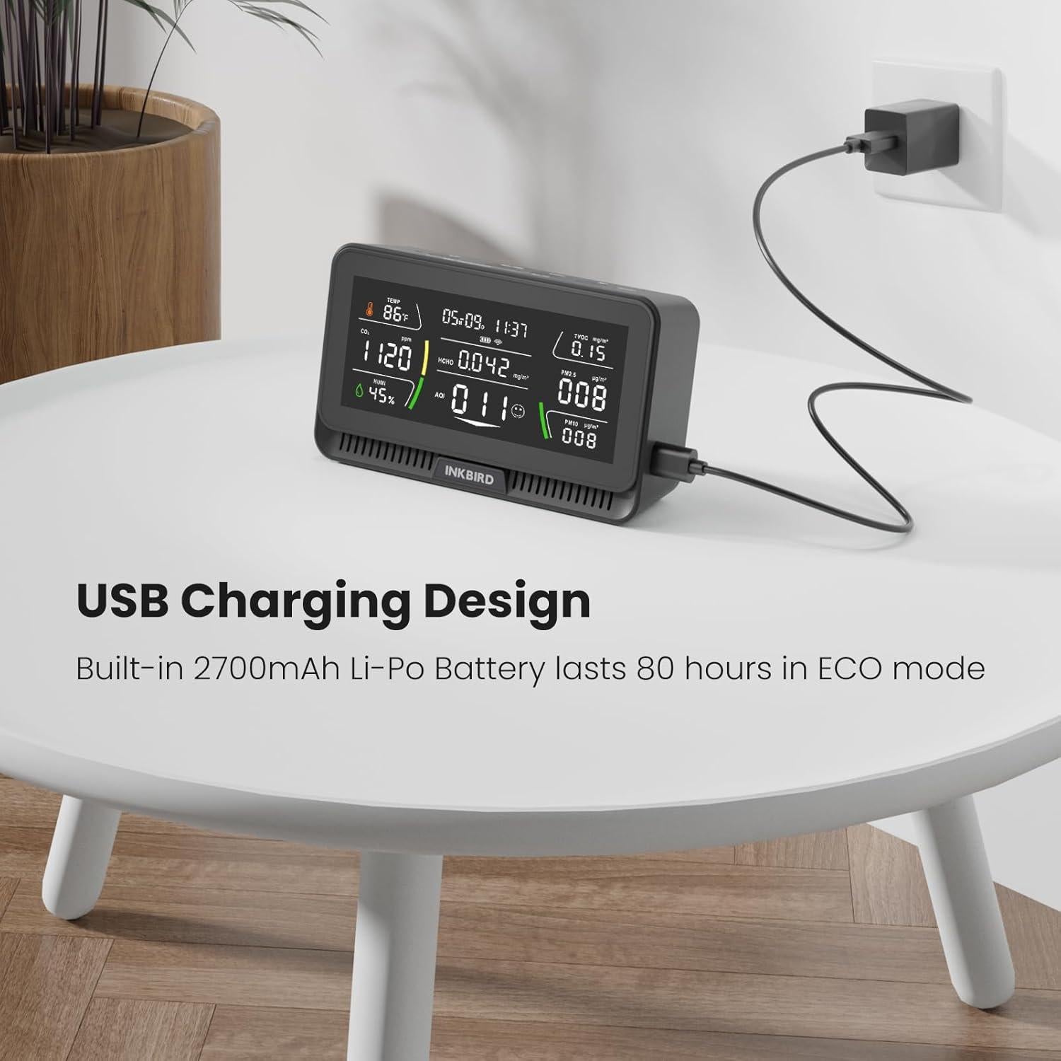 Monitor de Calidad del Aire Inkbird 10-en-1 WiFi HD 6.1"