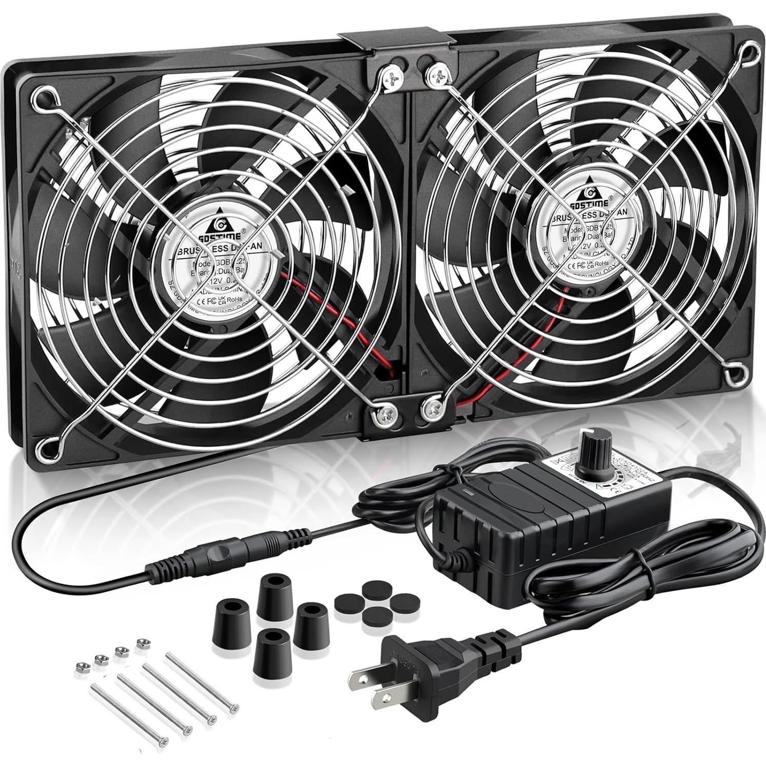 Ventilador de Computadora GDSTIME 2x120mm CA Control Velocidad