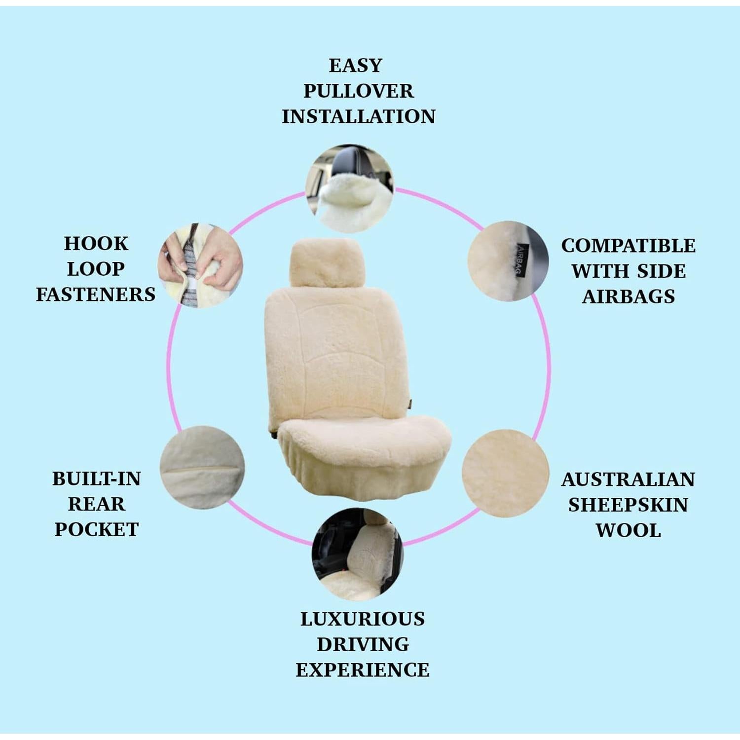 Funda de Asiento de Piel de Oveja SHEEPSKIN ELITE Beige