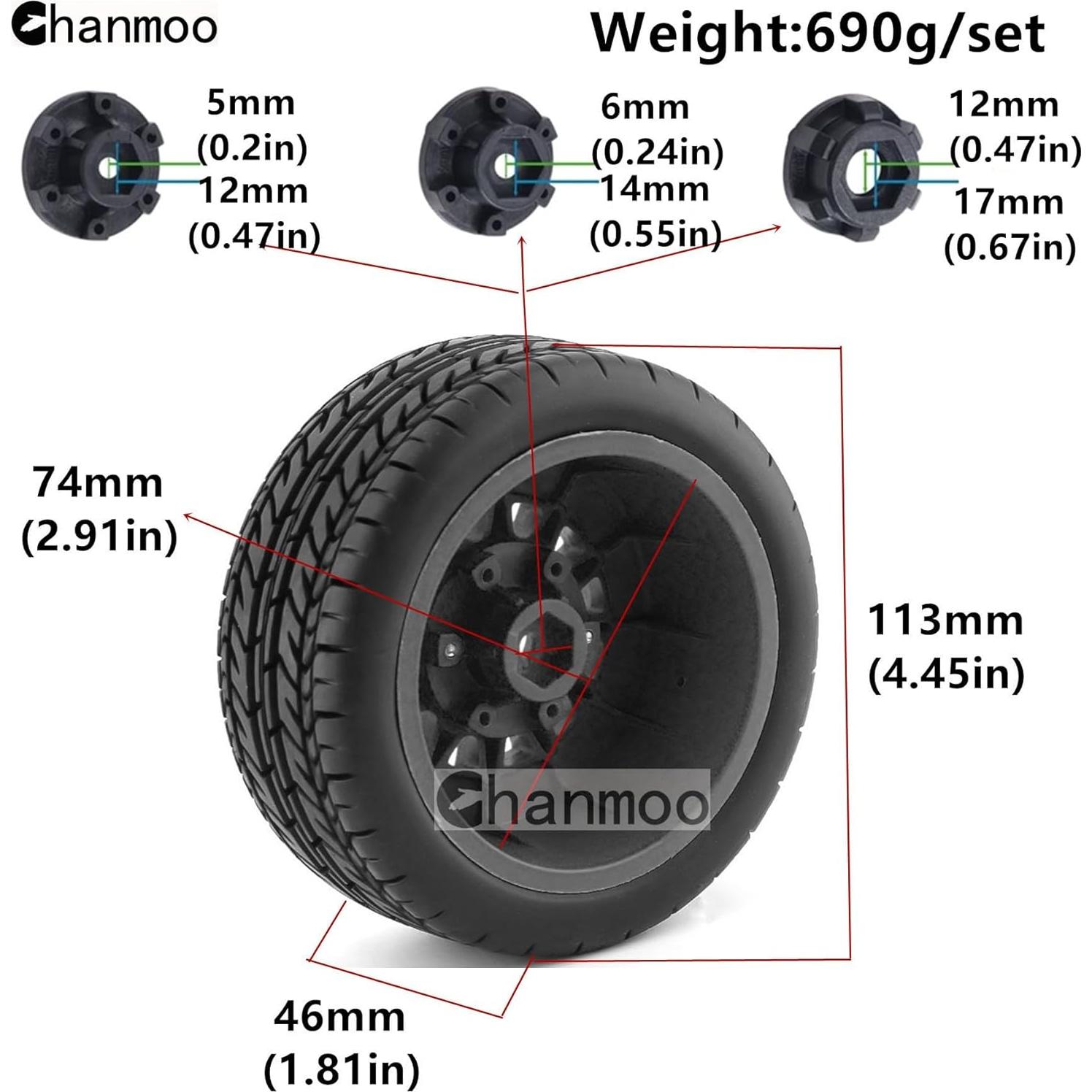 Neumáticos de Camión RC Chanmoo 1:8 1:10 4PCS Caucho