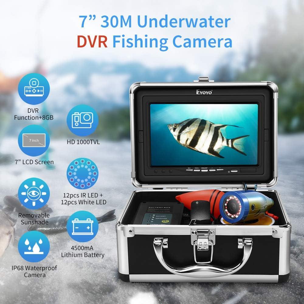 Cámara de Pesca Submarina Eyoyo 7" HD 1000TVL IP68 con DVR