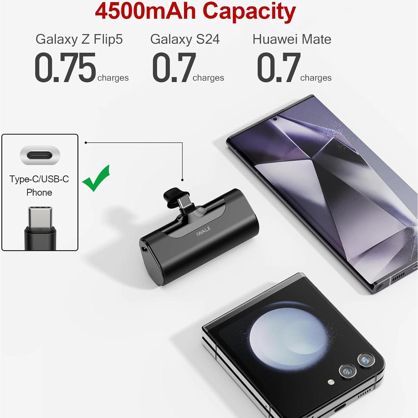 Cargador Portátil USB-C iWALK 4500mAh para iPhone y Android