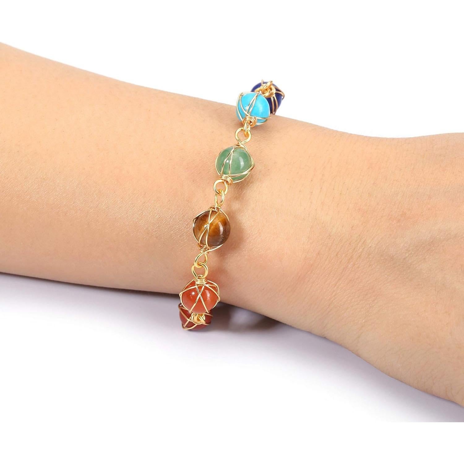Pulsera de 7 Chakras Ajustable Jovivi con Piedras Naturales 8mm